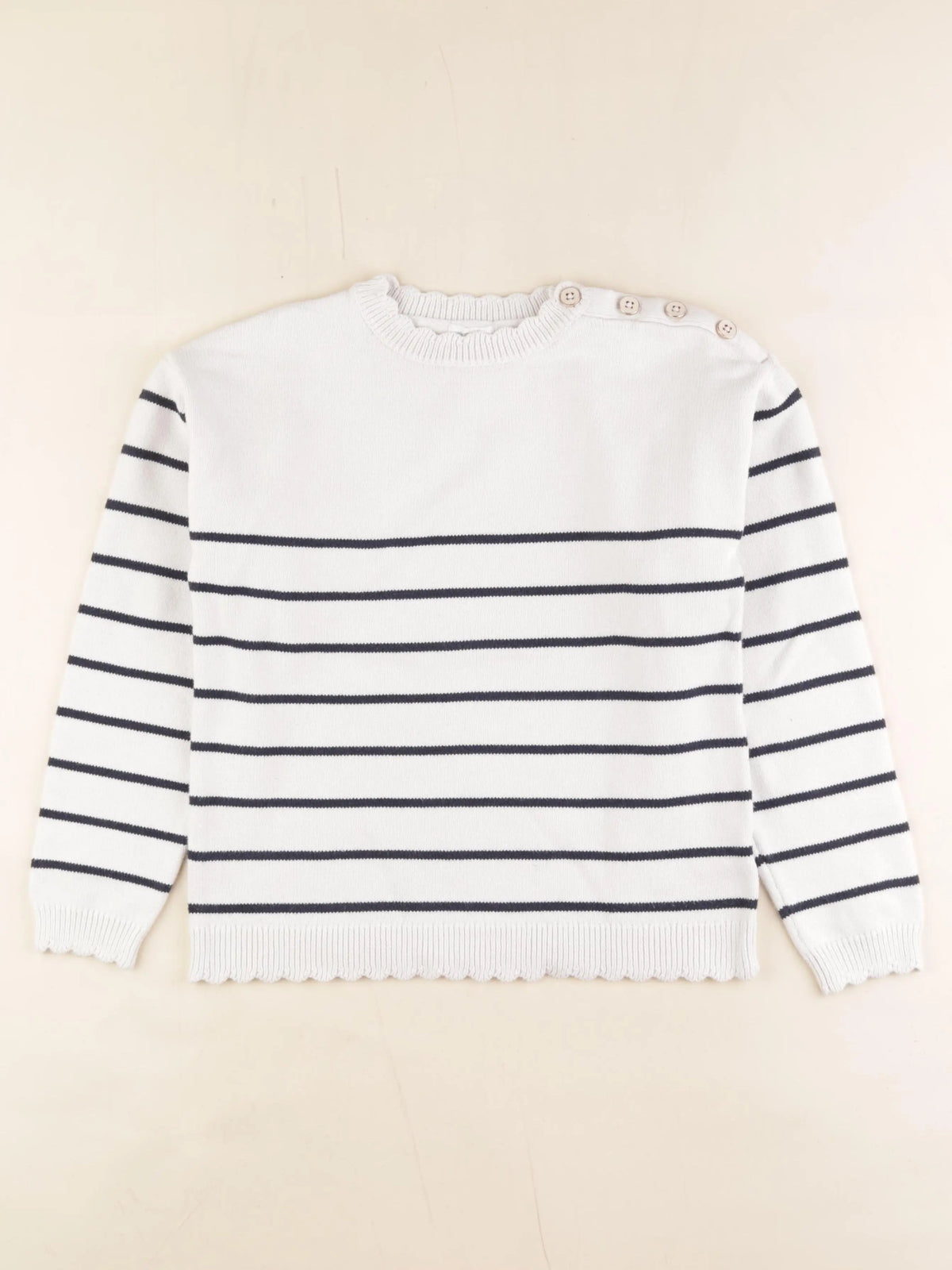 Vertbaudet - pull blanc, bleu - 12 ans