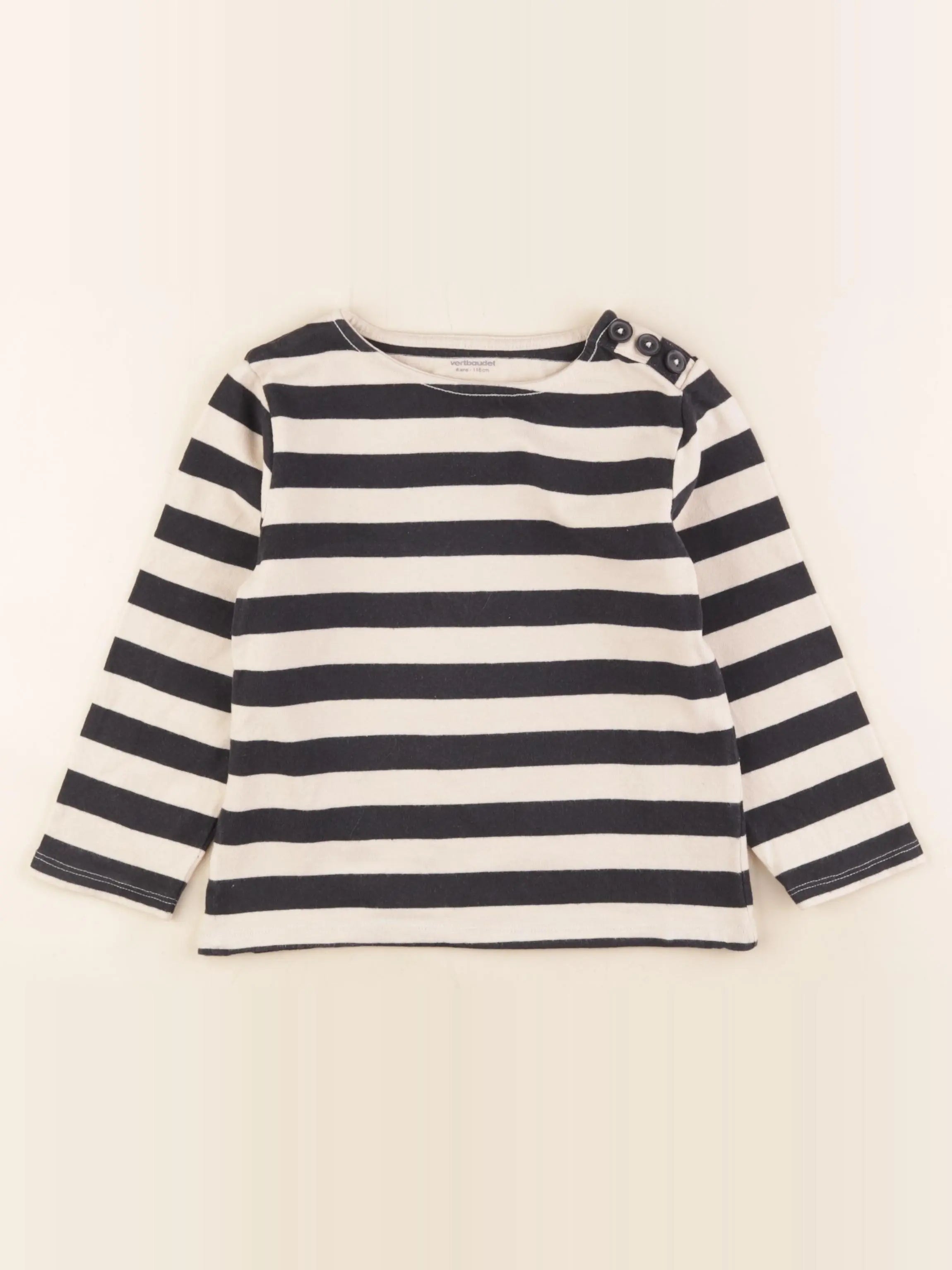 Vertbaudet - tee-shirt beige, noir - 6 ans