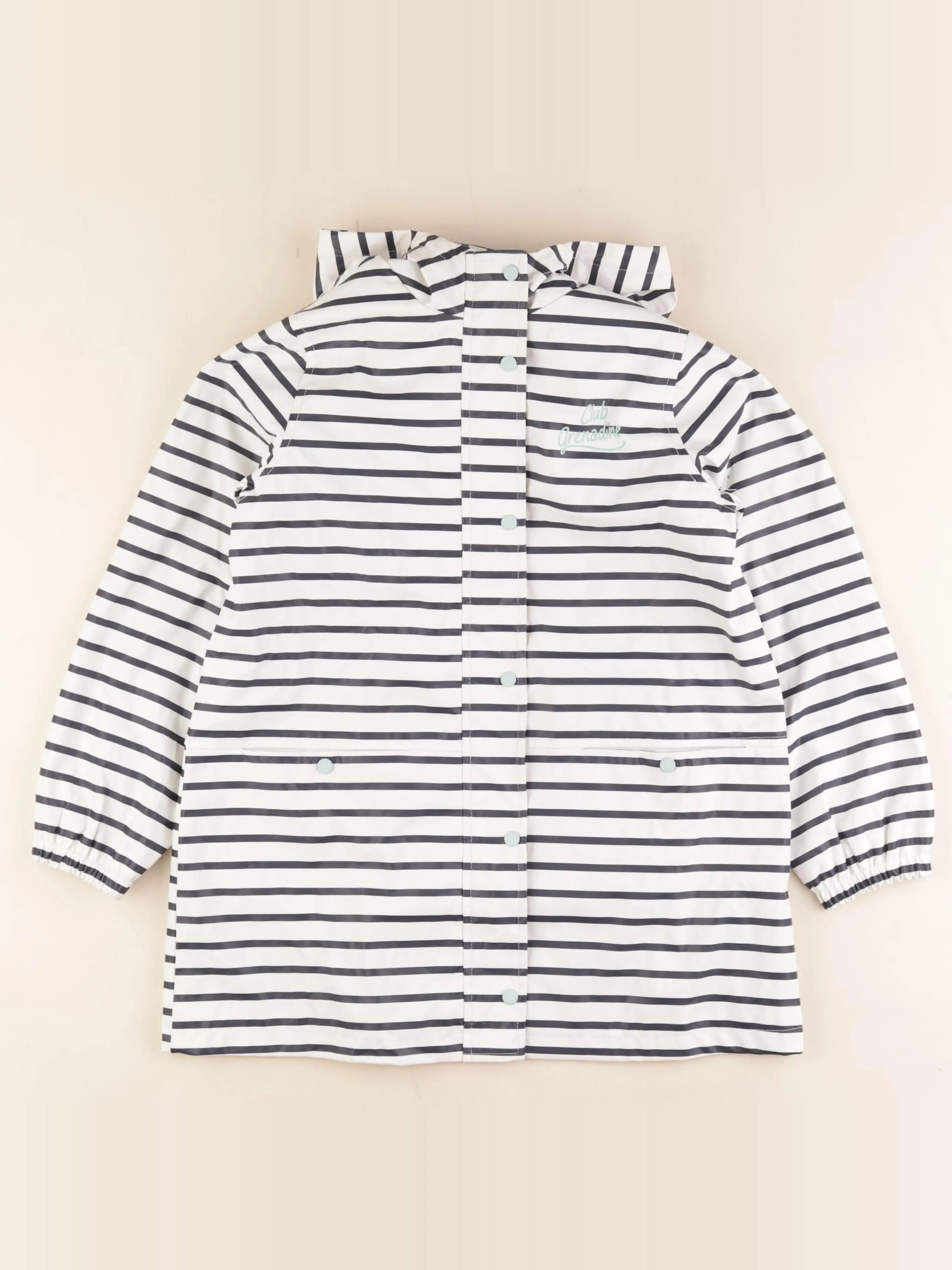 Vertbaudet - imperméable bleu, blanc - 10 ans