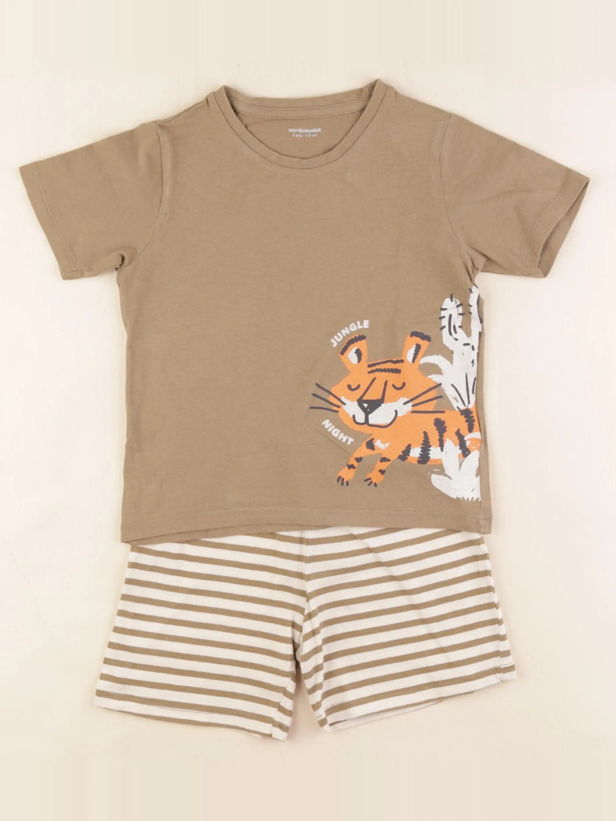 Vertbaudet - pyjama coton marron - 5 ans