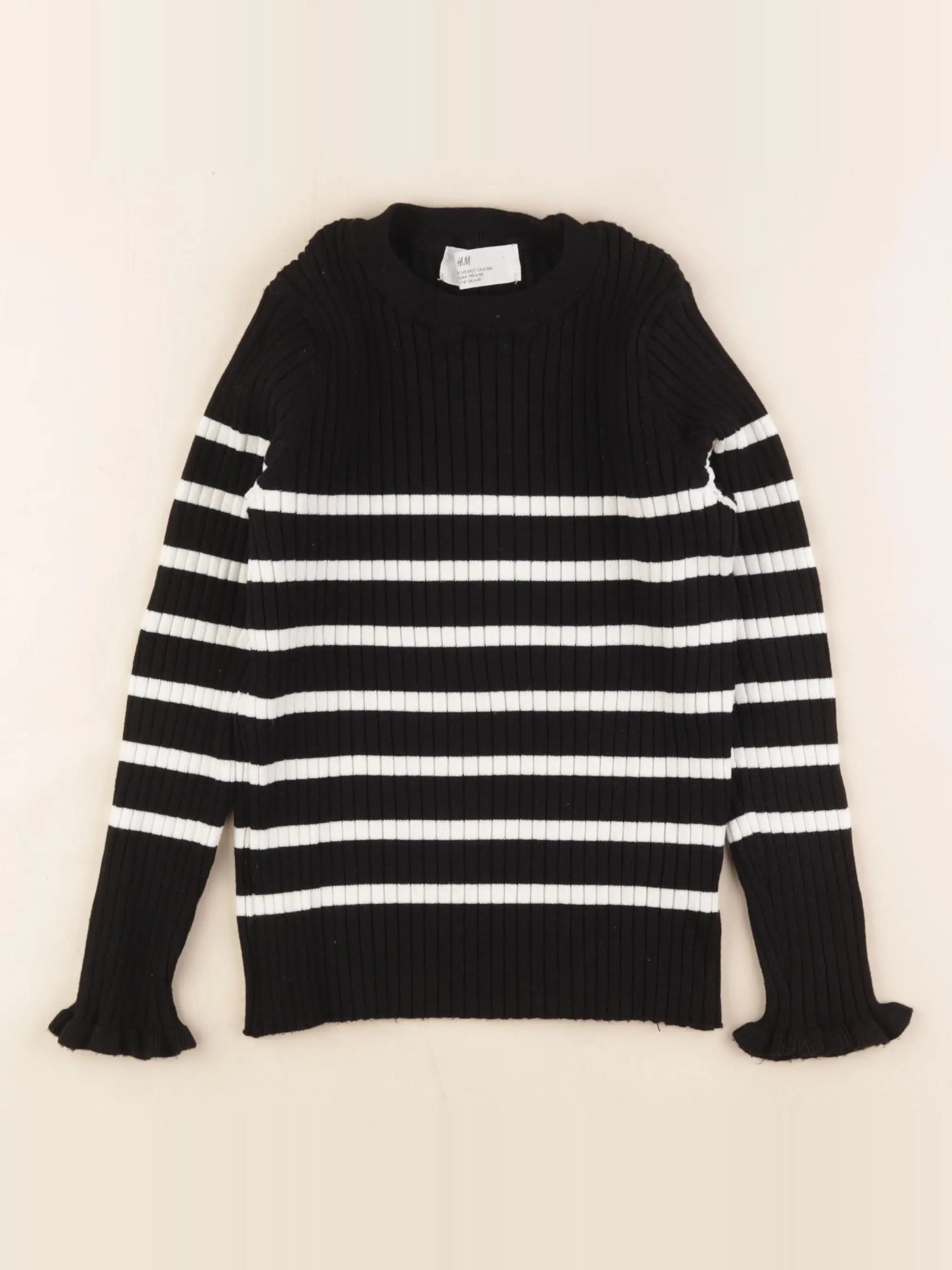 H&M - pull noir, blanc - 6/8 ans
