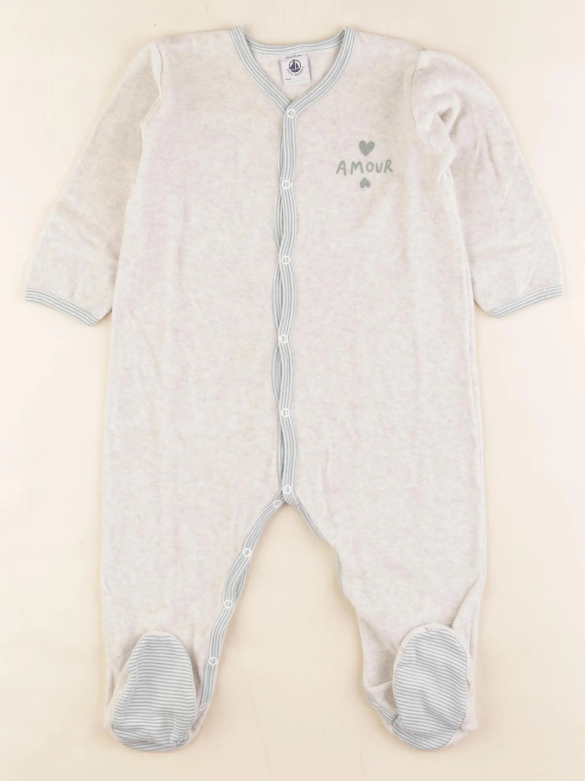 Petit Bateau - pyjama velours beige - 18 mois