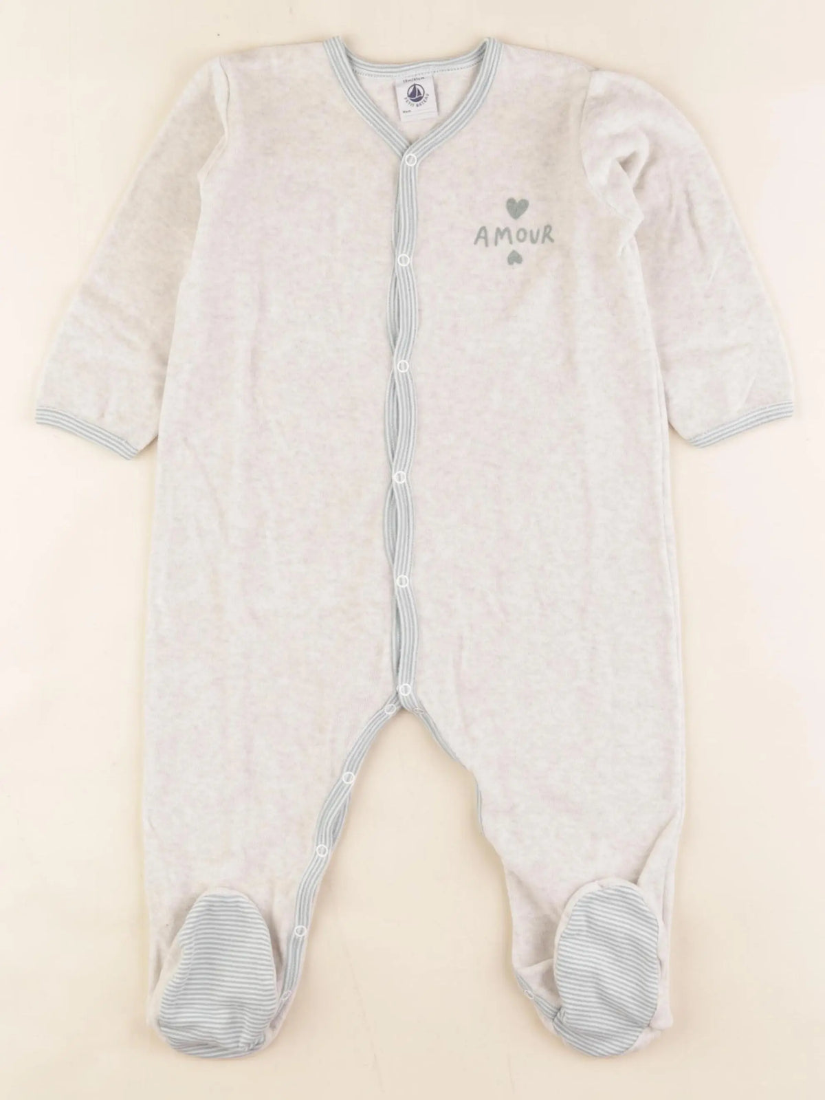 Petit Bateau - pyjama velours beige - 18 mois