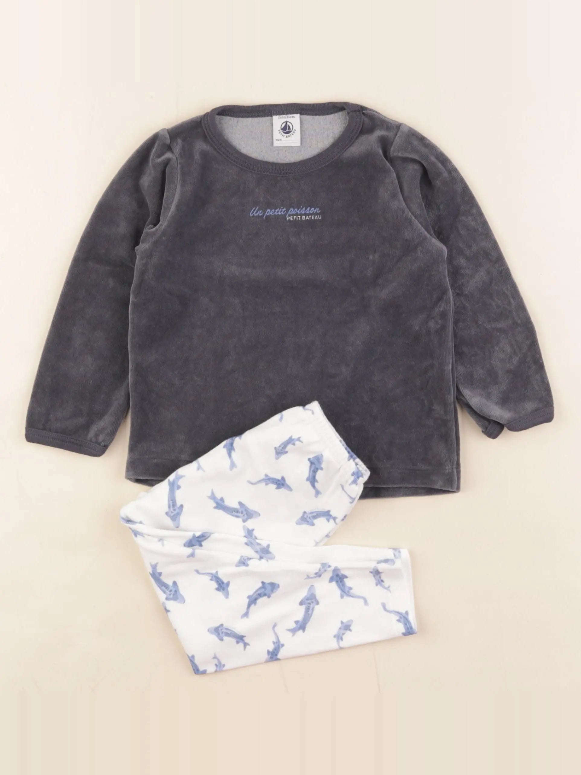 Petit Bateau - pyjama velours multicolore - 2 ans
