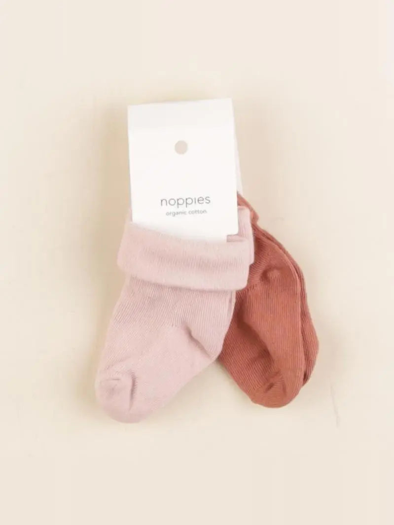 Noppies - lot de 2 chaussettes rose, marron - 0/3 mois