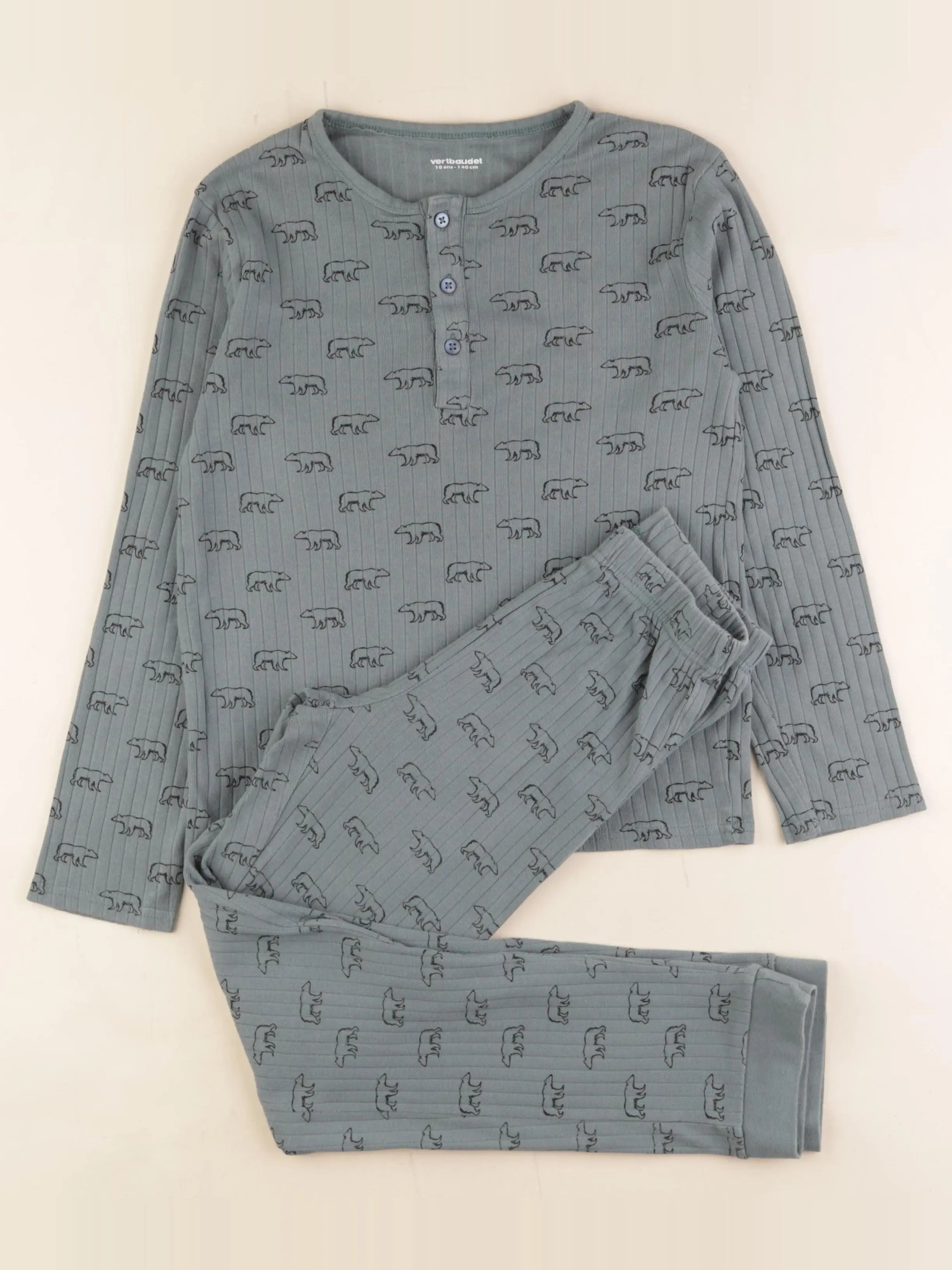 Vertbaudet - pyjama coton vert - 10 ans