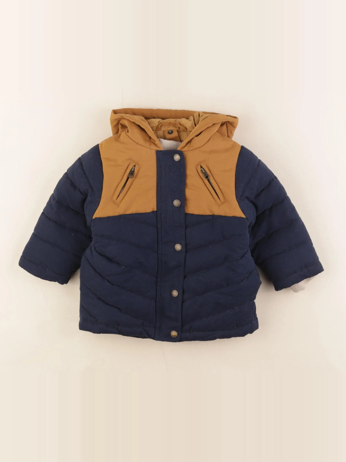 Vertbaudet - manteau doublure amovible bleu - 12 mois