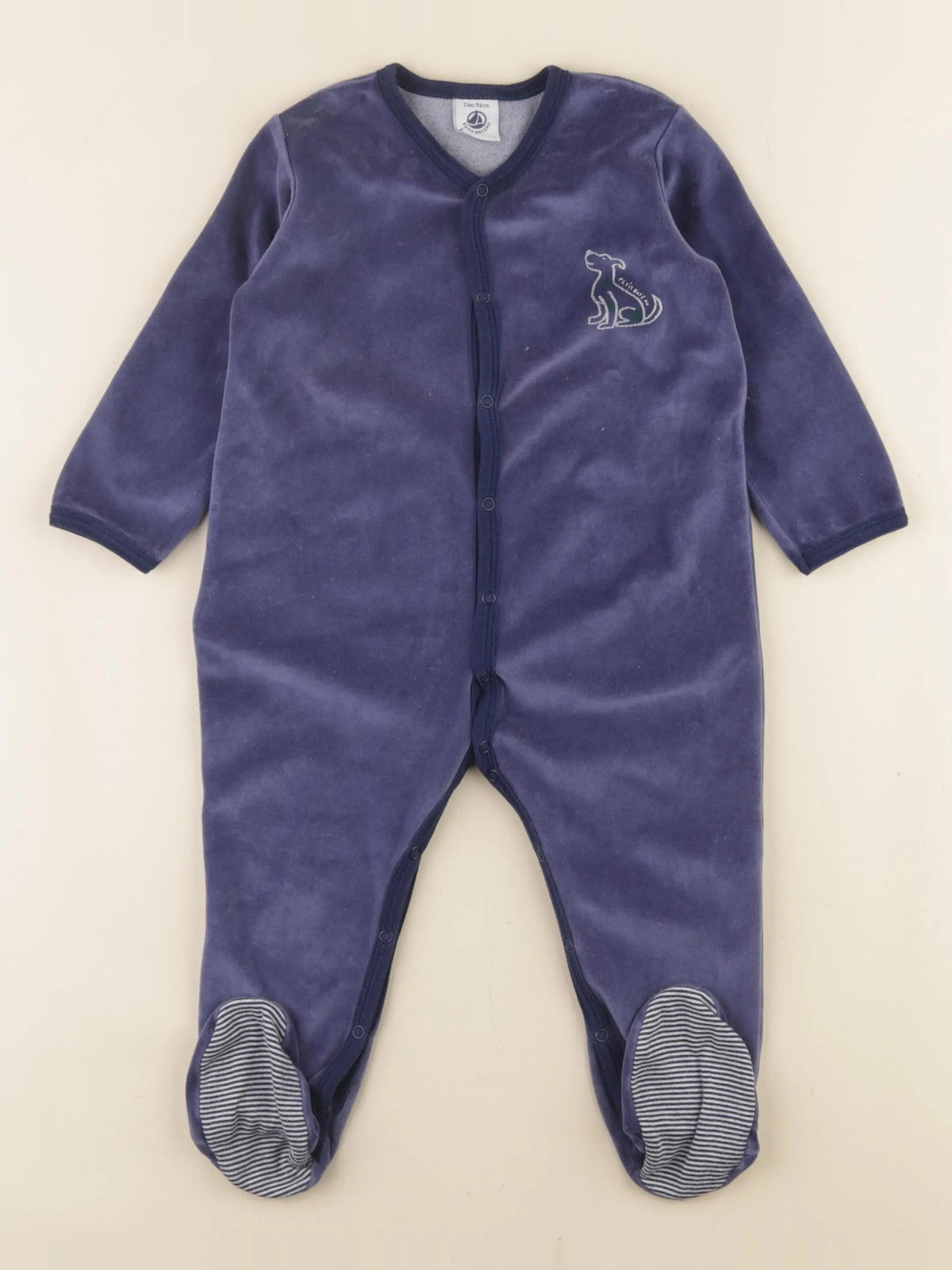 Petit Bateau - pyjama velours bleu - 24 mois