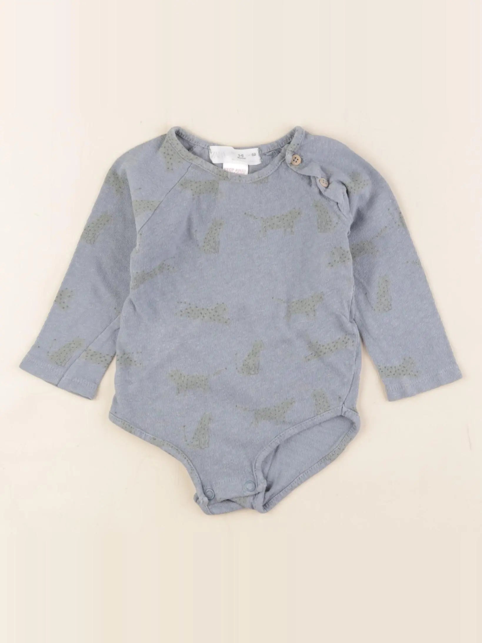 Zara - body gris - 3/6 mois