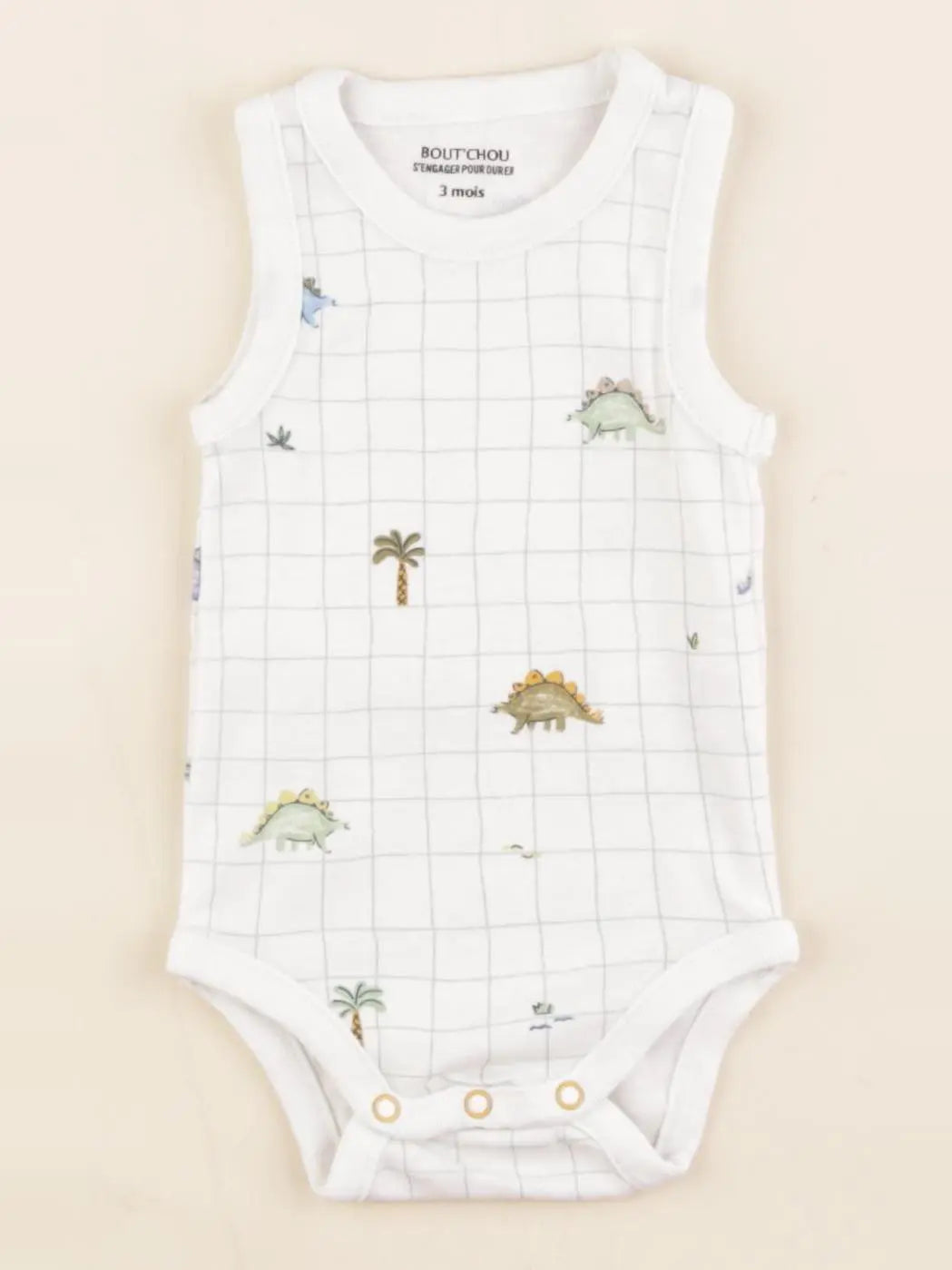 Boutchou - body blanc, vert - 3 mois