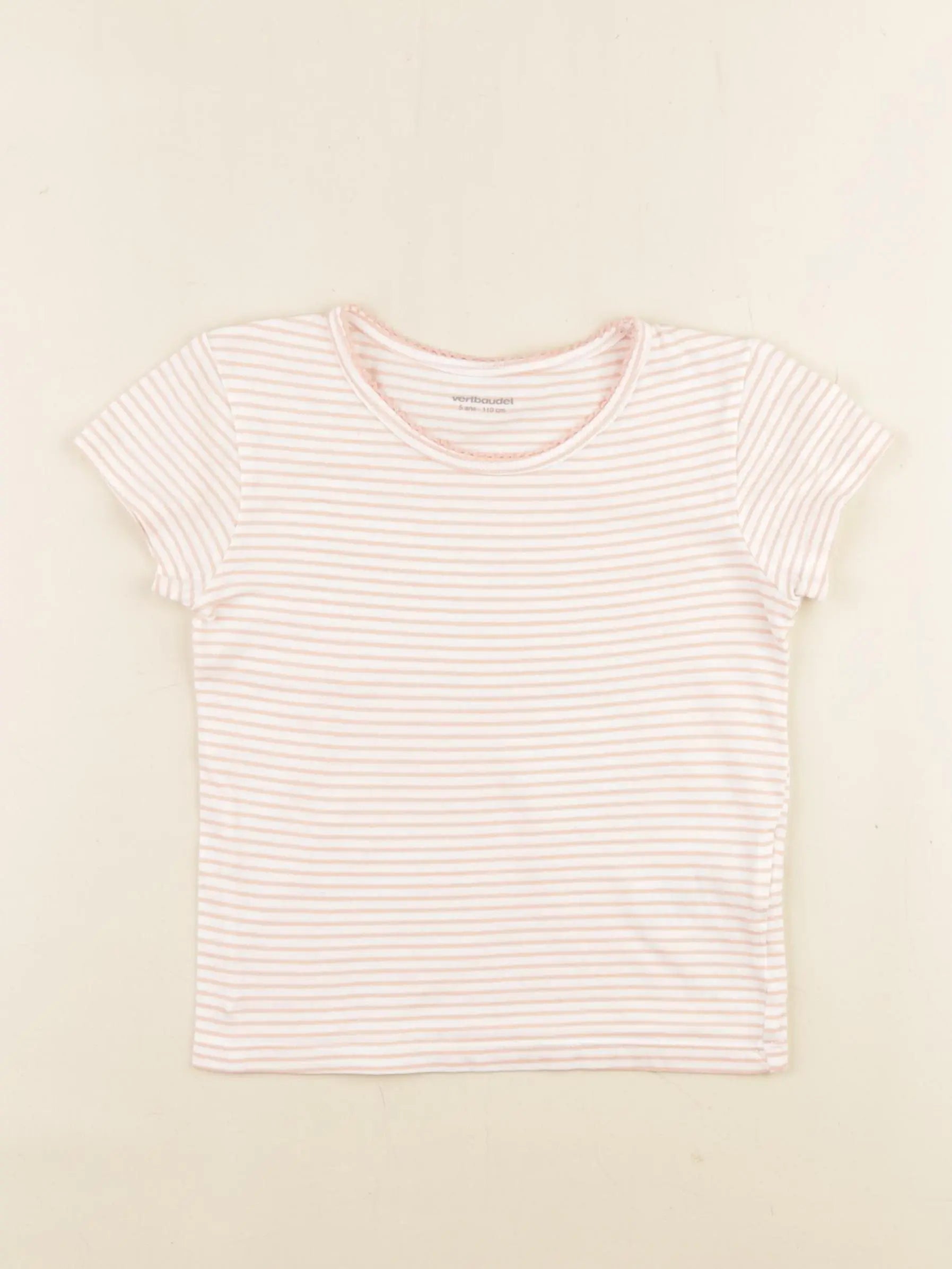 Vertbaudet - maillot de corps blanc, rose - 5 ans