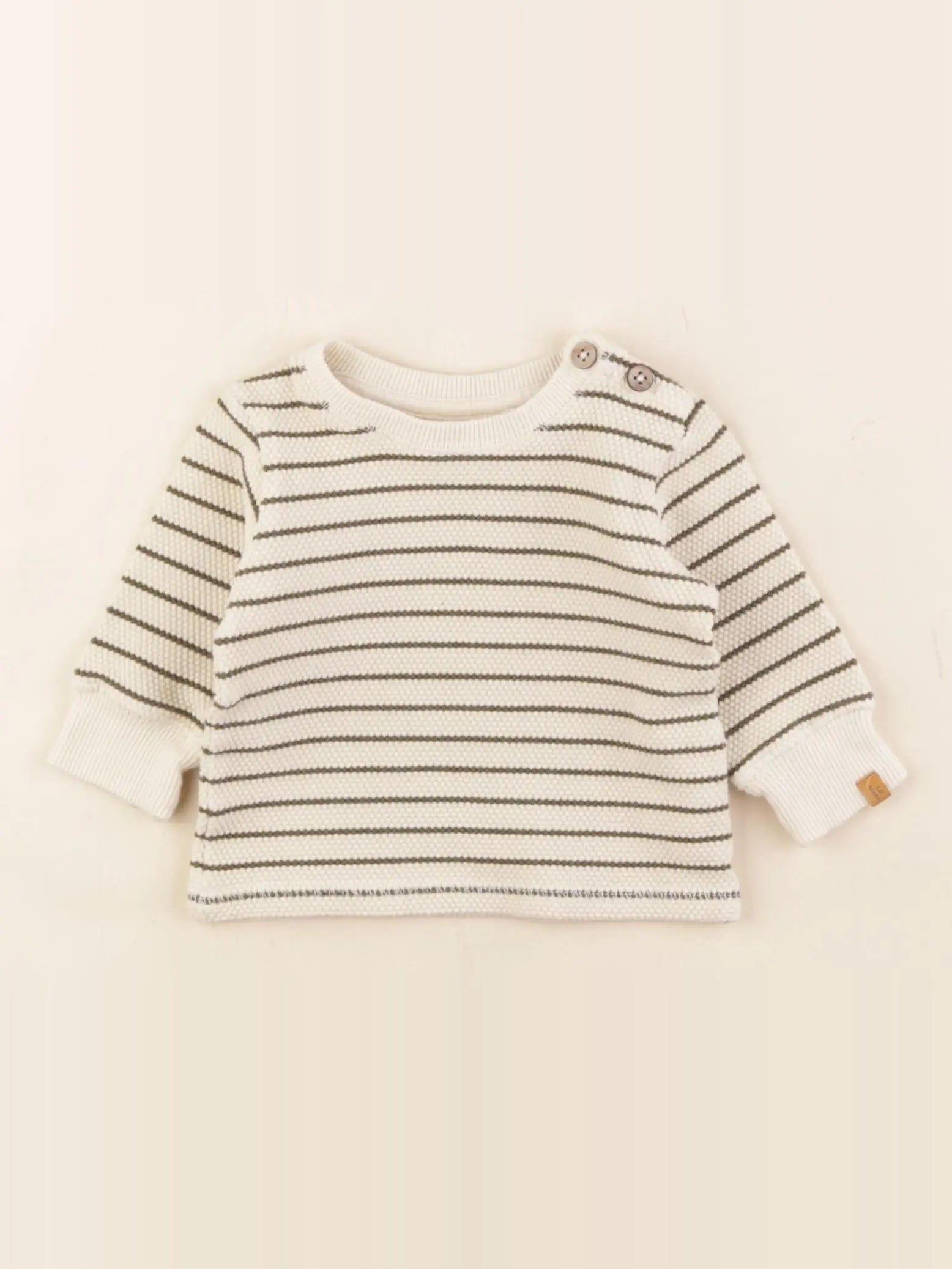 Lil'Atelier - pull beige, vert - 1/2 mois