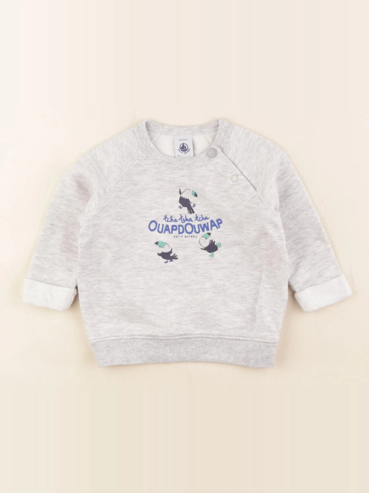 Petit Bateau - sweat gris - 6 mois