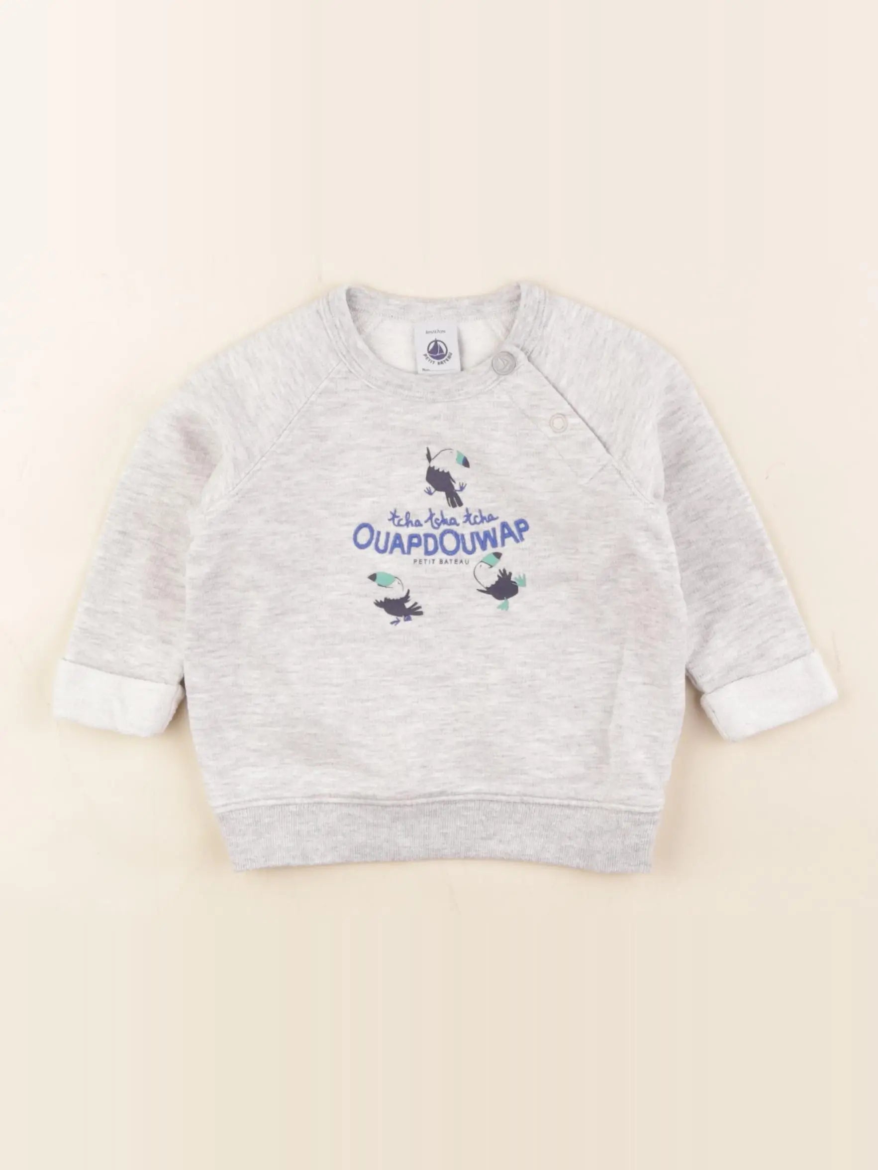 Petit Bateau - sweat gris - 6 mois