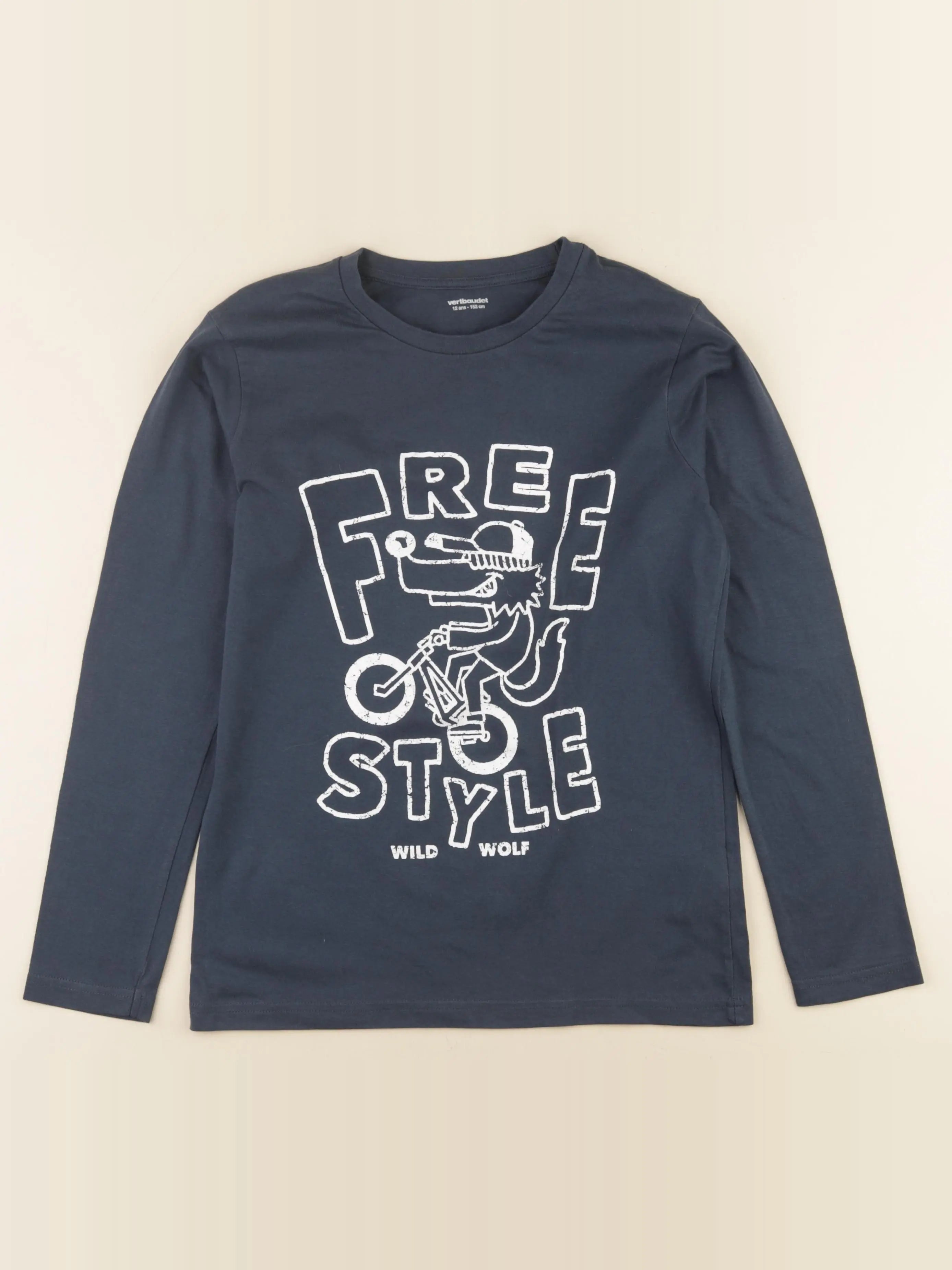 Vertbaudet - tee-shirt bleu - 12 ans