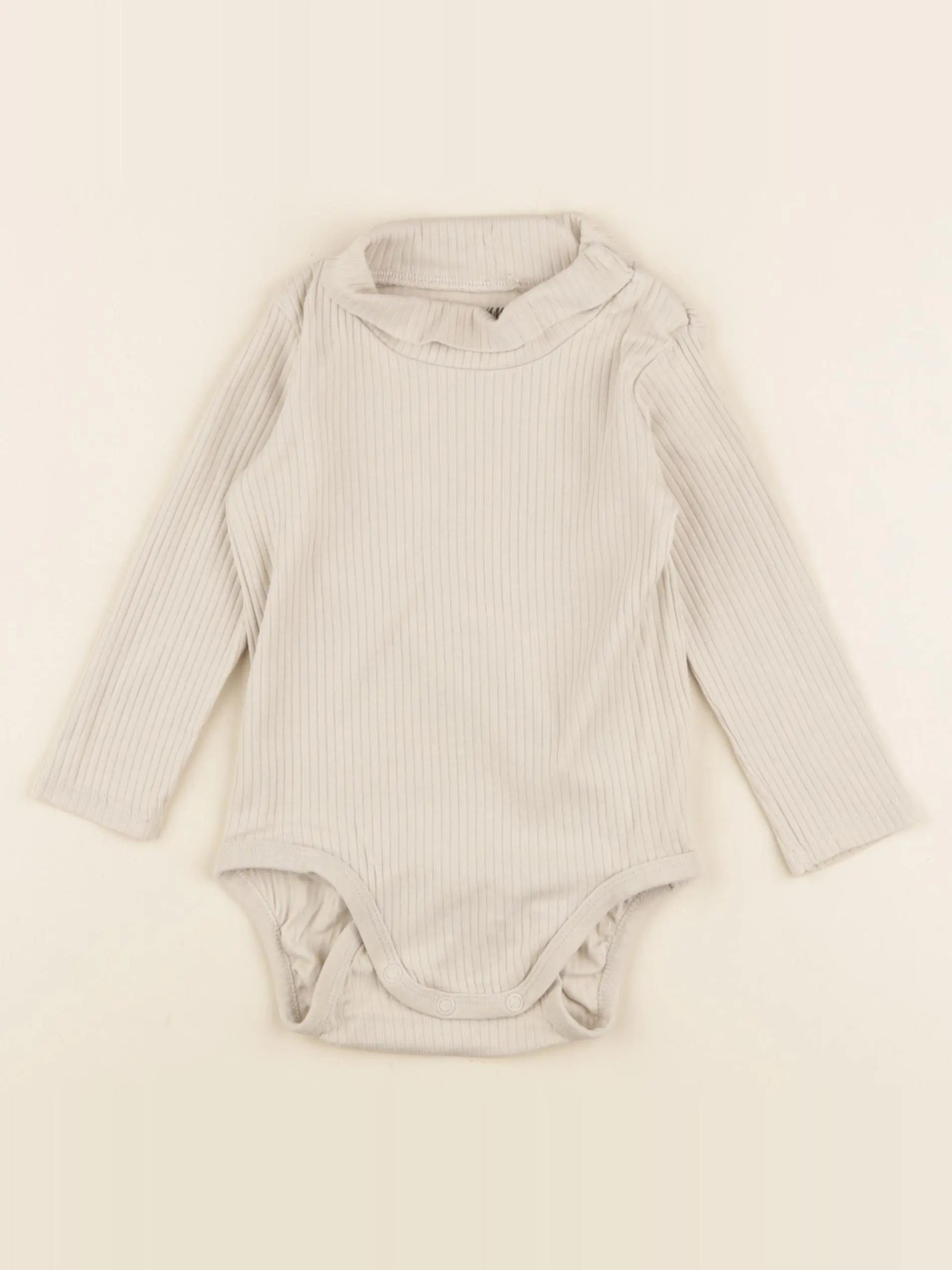 H&M - body à col beige - 9/12 mois