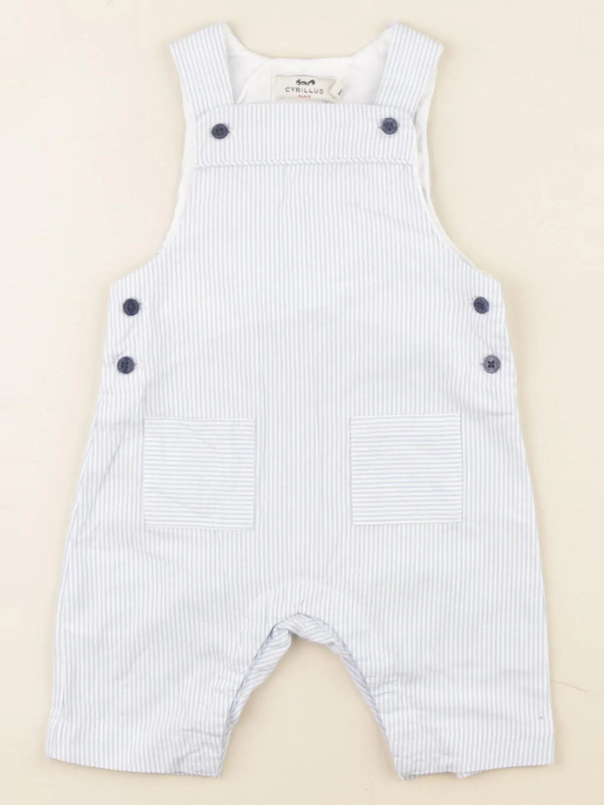 Cyrillus - salopette bleu, blanc - 3 mois