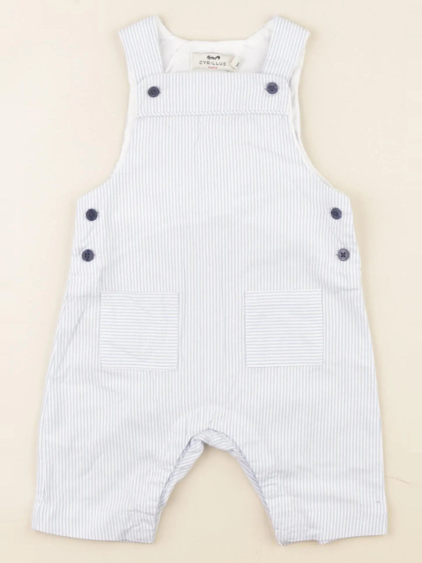 Cyrillus - salopette bleu, blanc - 3 mois