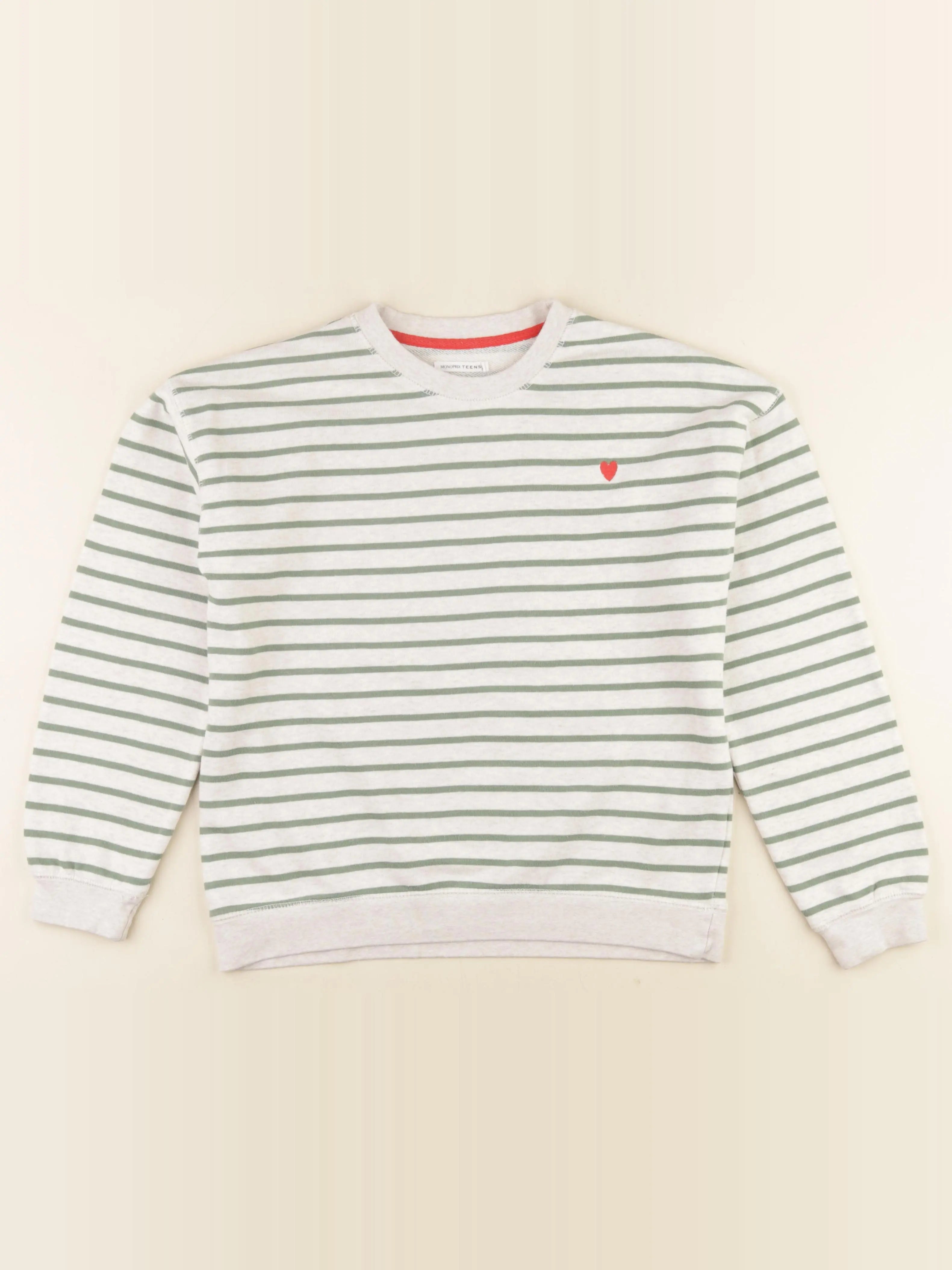 Monoprix - sweat beige, vert - 14 ans