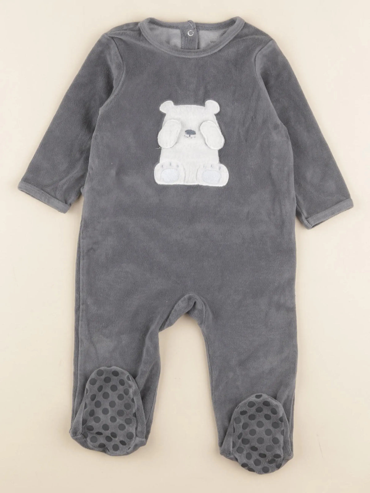 Vertbaudet - pyjama velours gris - 12 mois