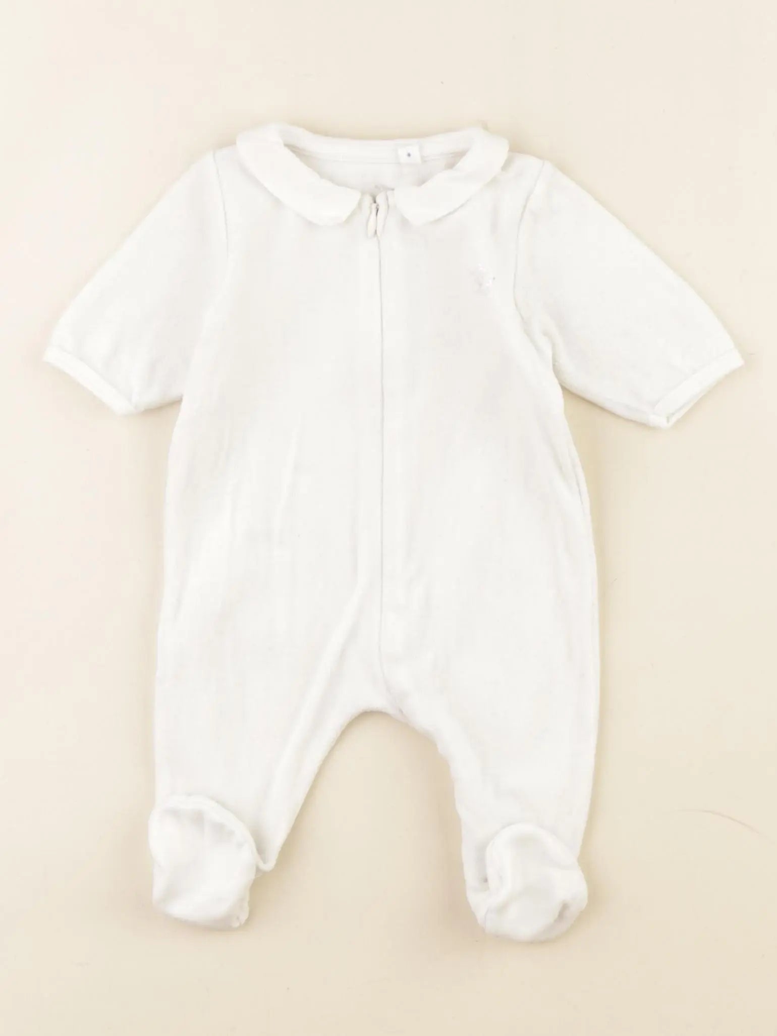 Petit Bateau - pyjama velours blanc - 0 mois