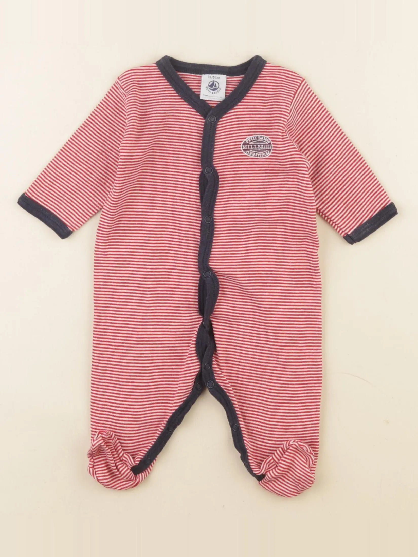 Petit Bateau - pyjama coton rouge - 1 mois