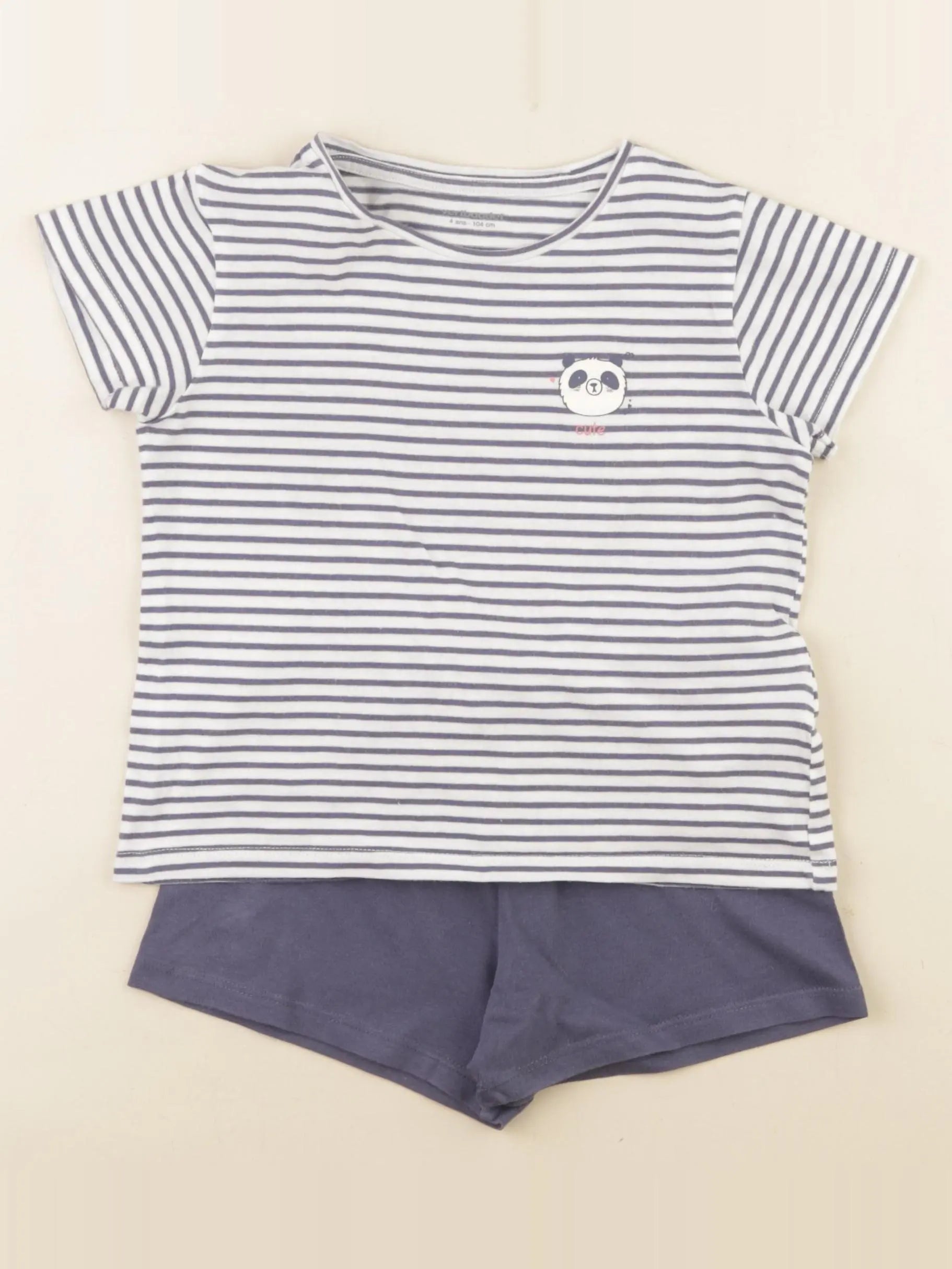 Vertbaudet - pyjama coton bleu, blanc - 4 ans