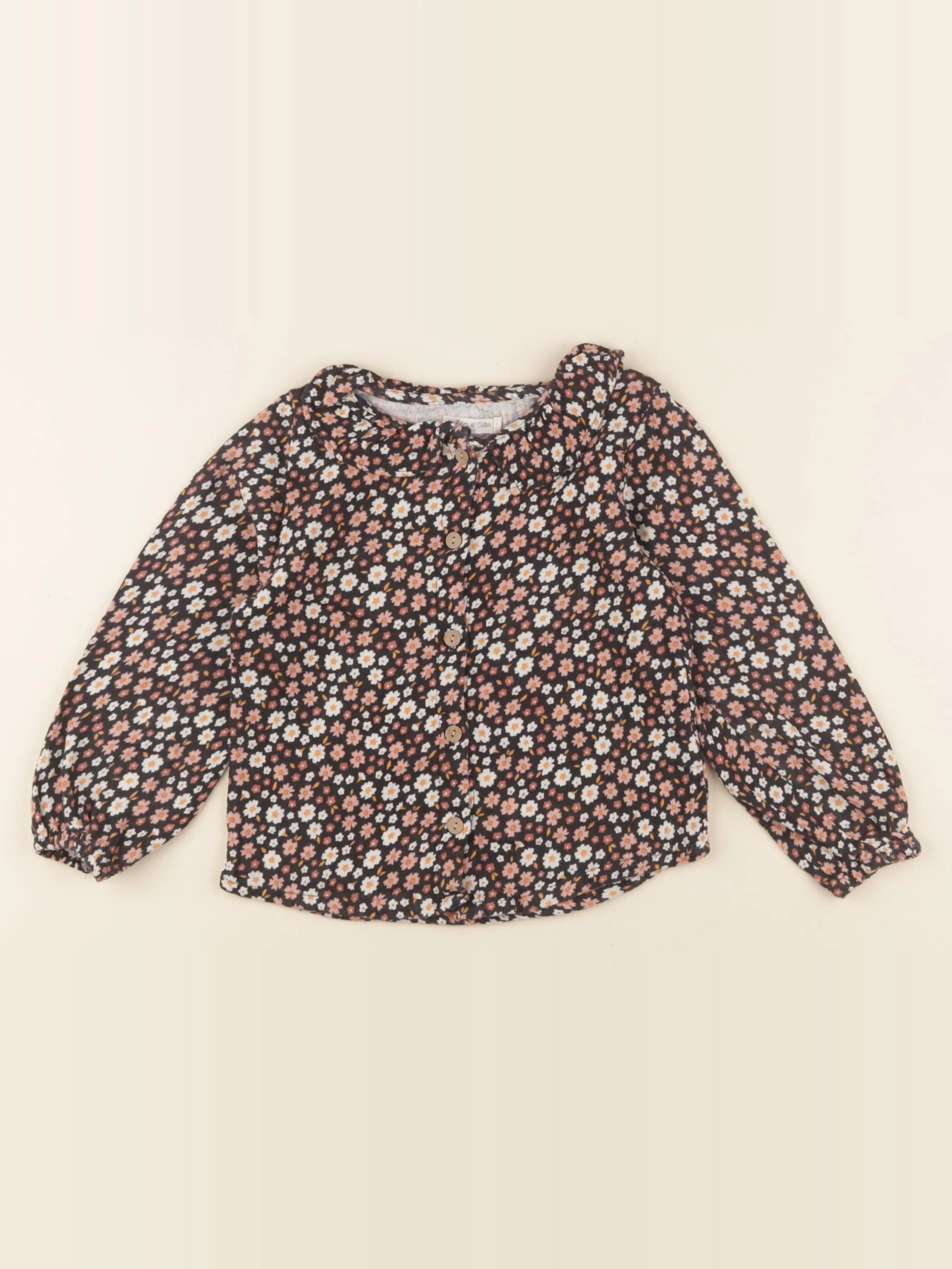 Eden & Victor - blouse noir, rose - 5 ans