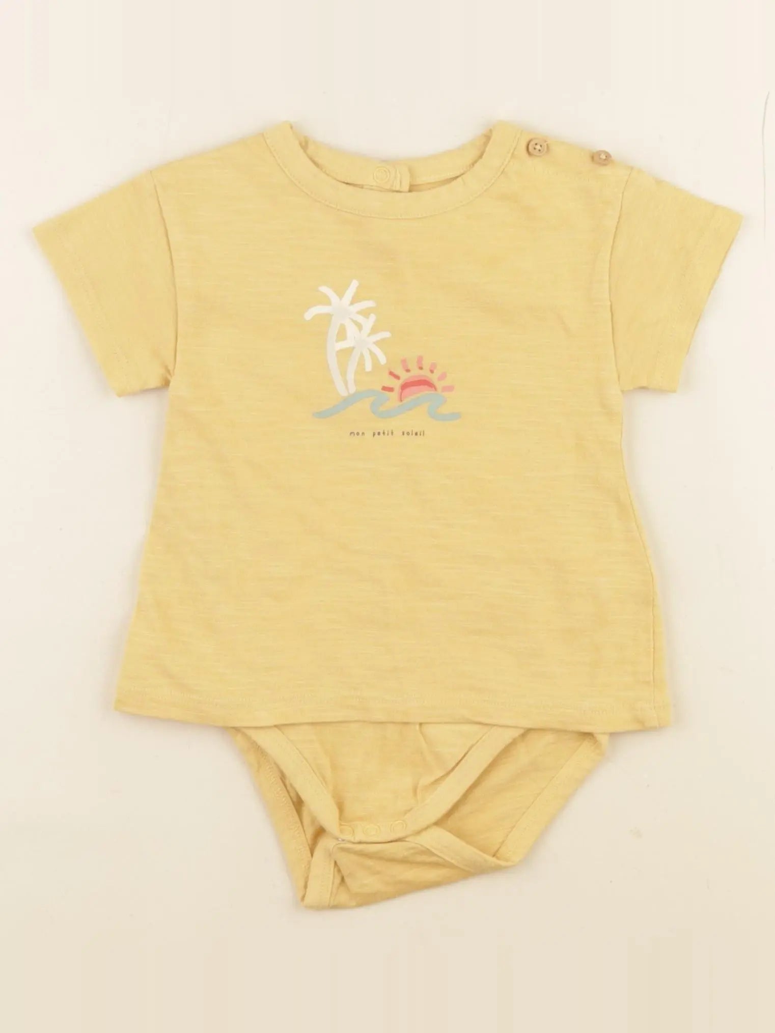 Vertbaudet - body tee-shirt jaune - 9 mois