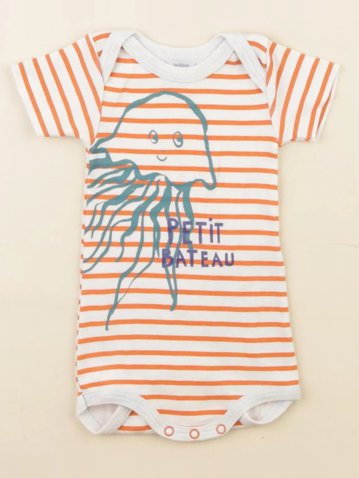 Petit Bateau - body orange - 3 mois