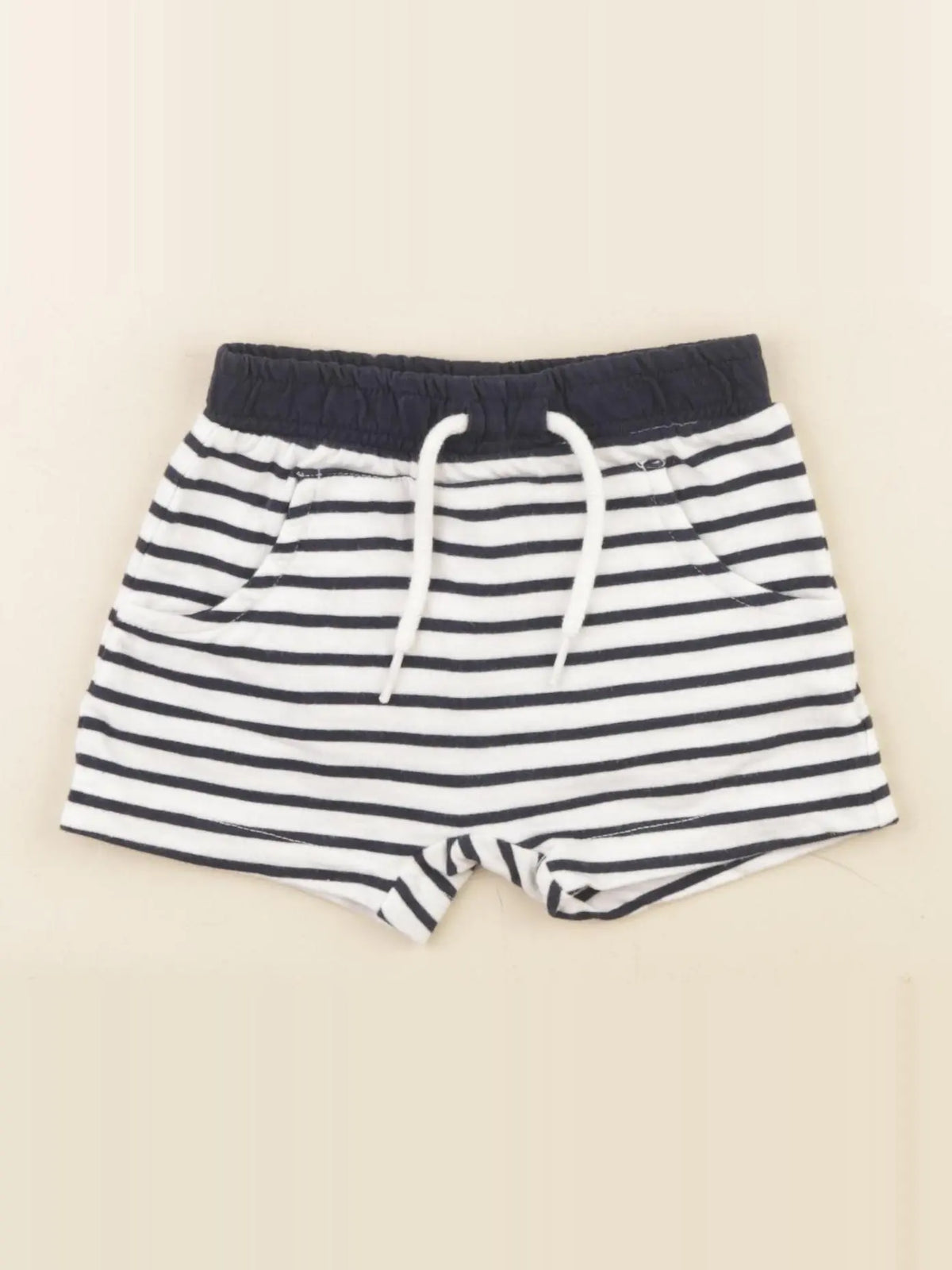 Vertbaudet - short bleu, blanc - 6 mois