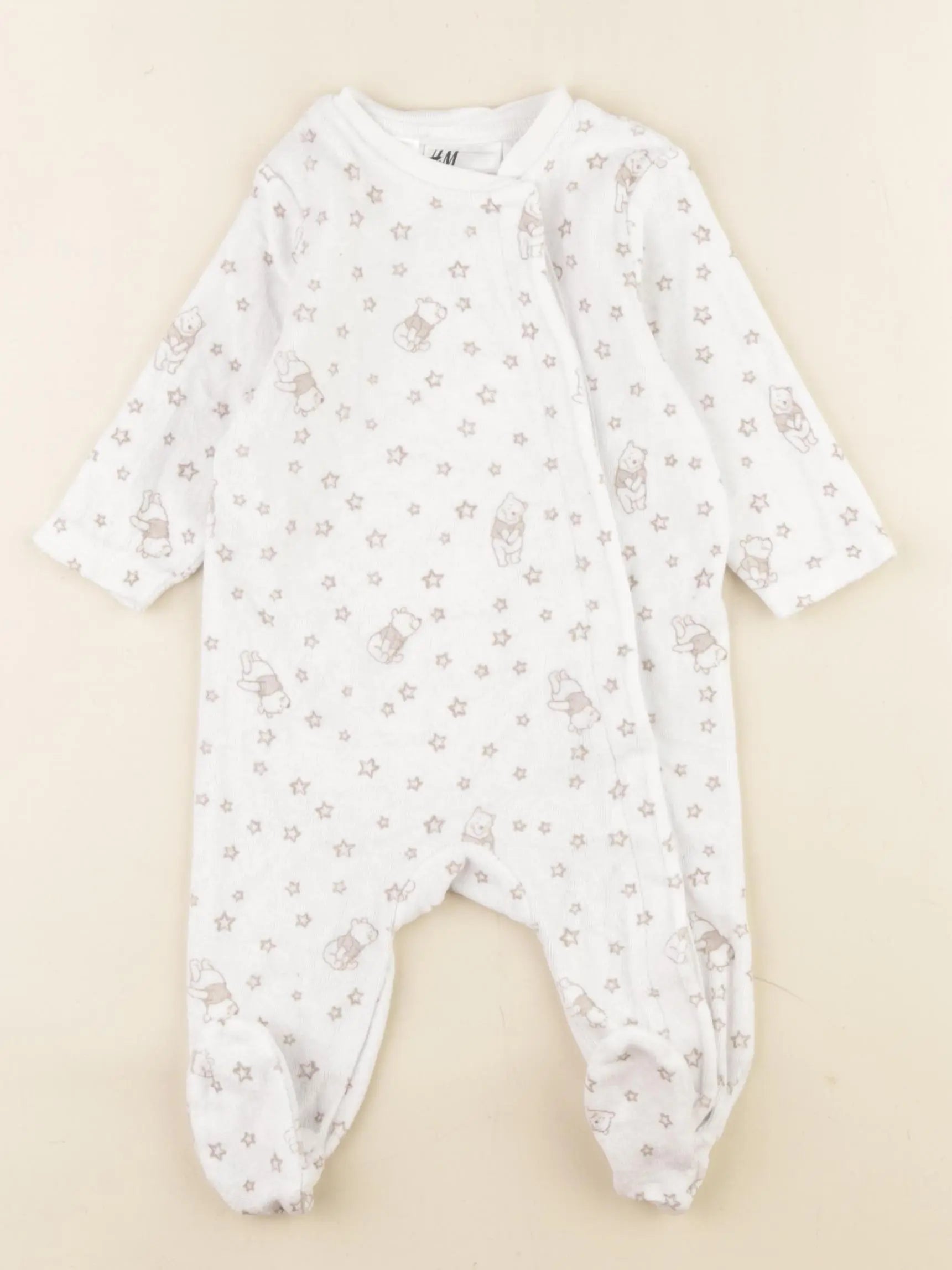 H&M - pyjama velours gris - 2/4 mois