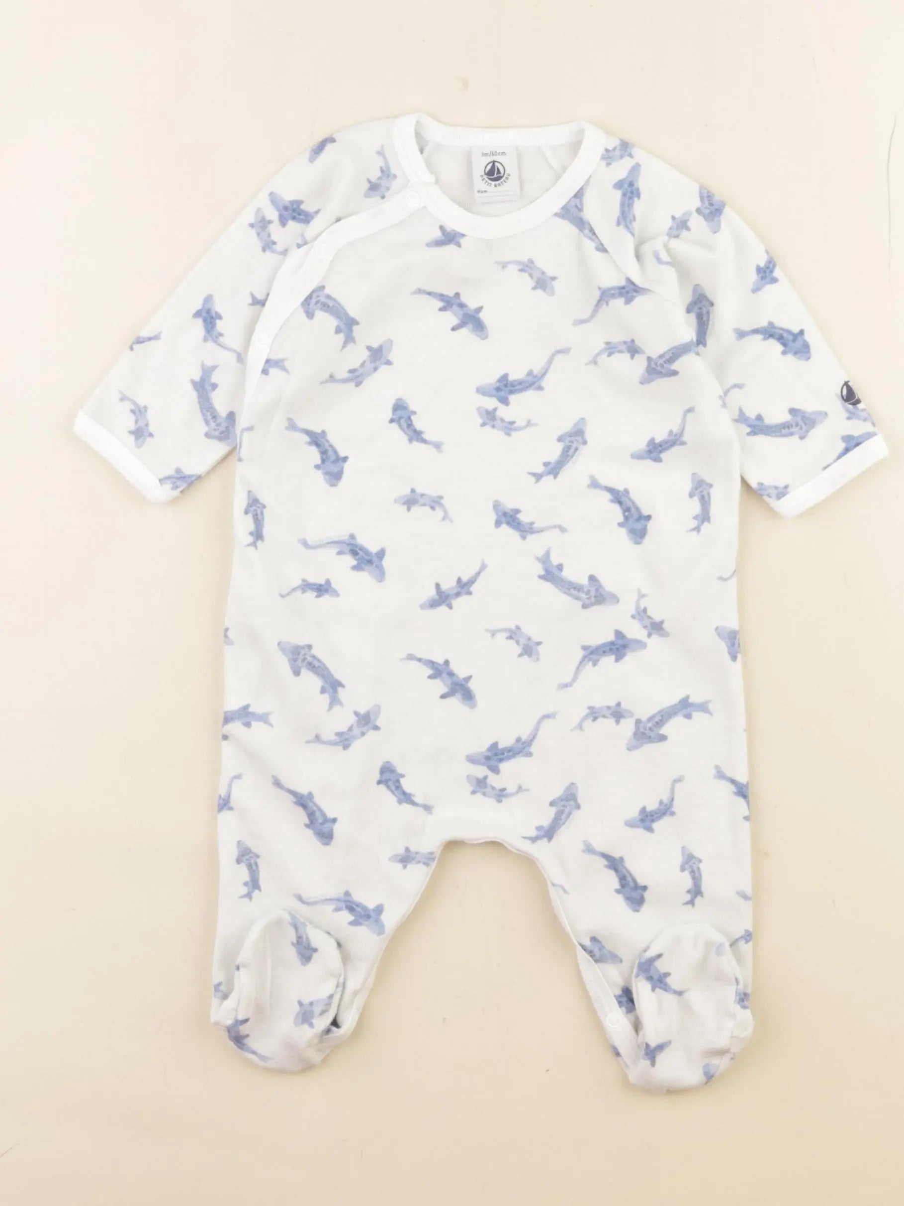 Petit Bateau - pyjama coton bleu - 3 mois