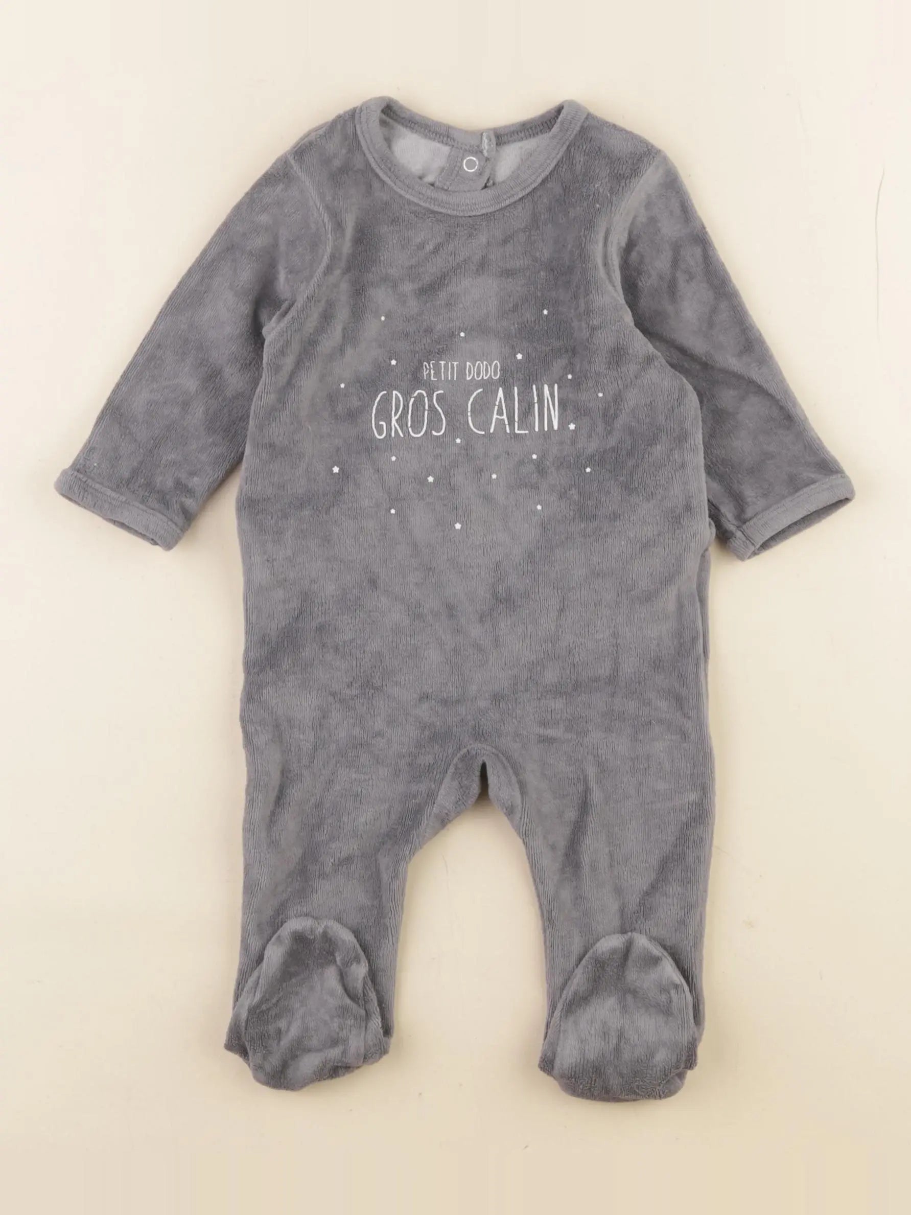 Vertbaudet - pyjama velours gris - 3 mois
