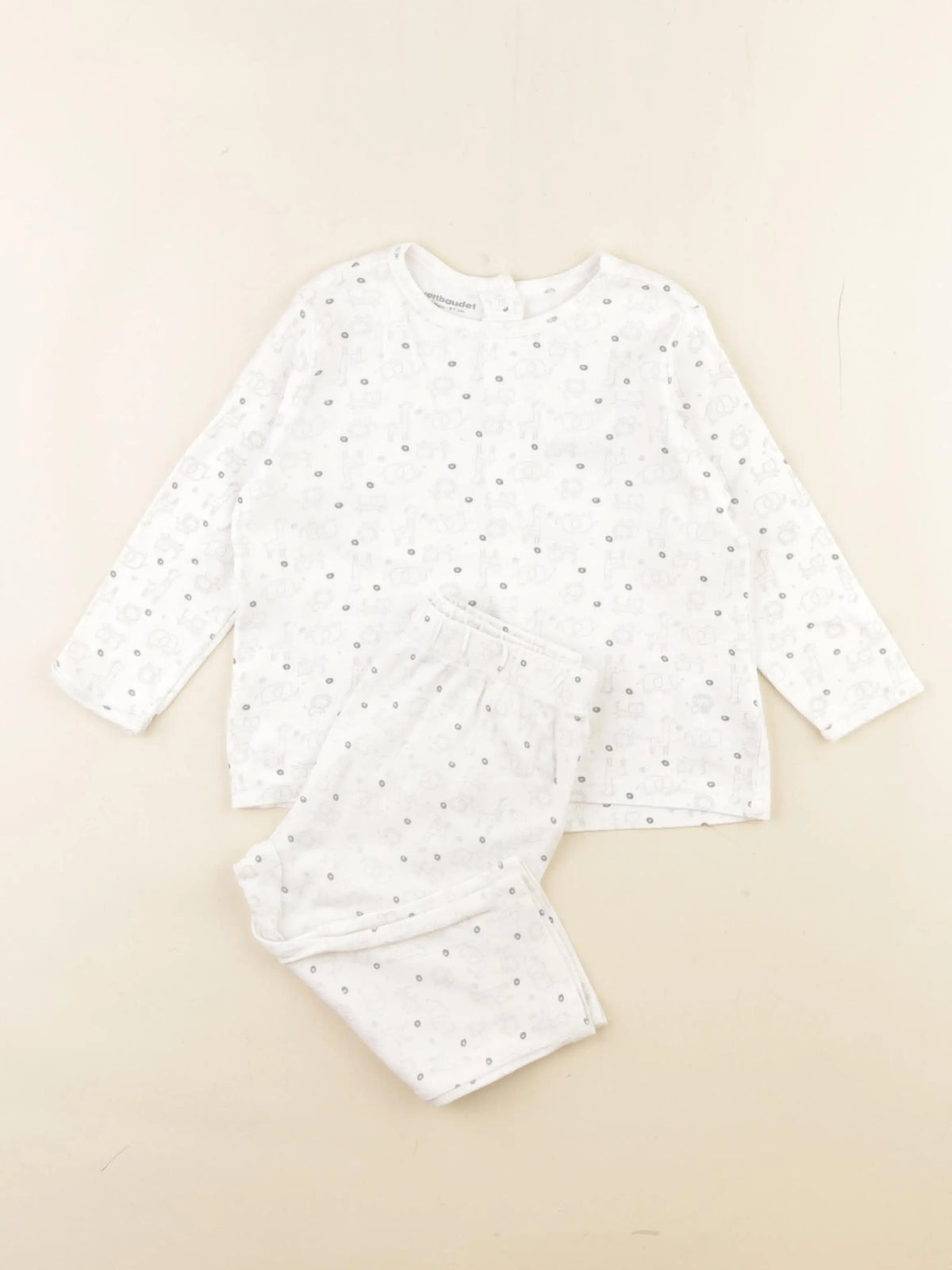 Vertbaudet - pyjama coton blanc - 18 mois