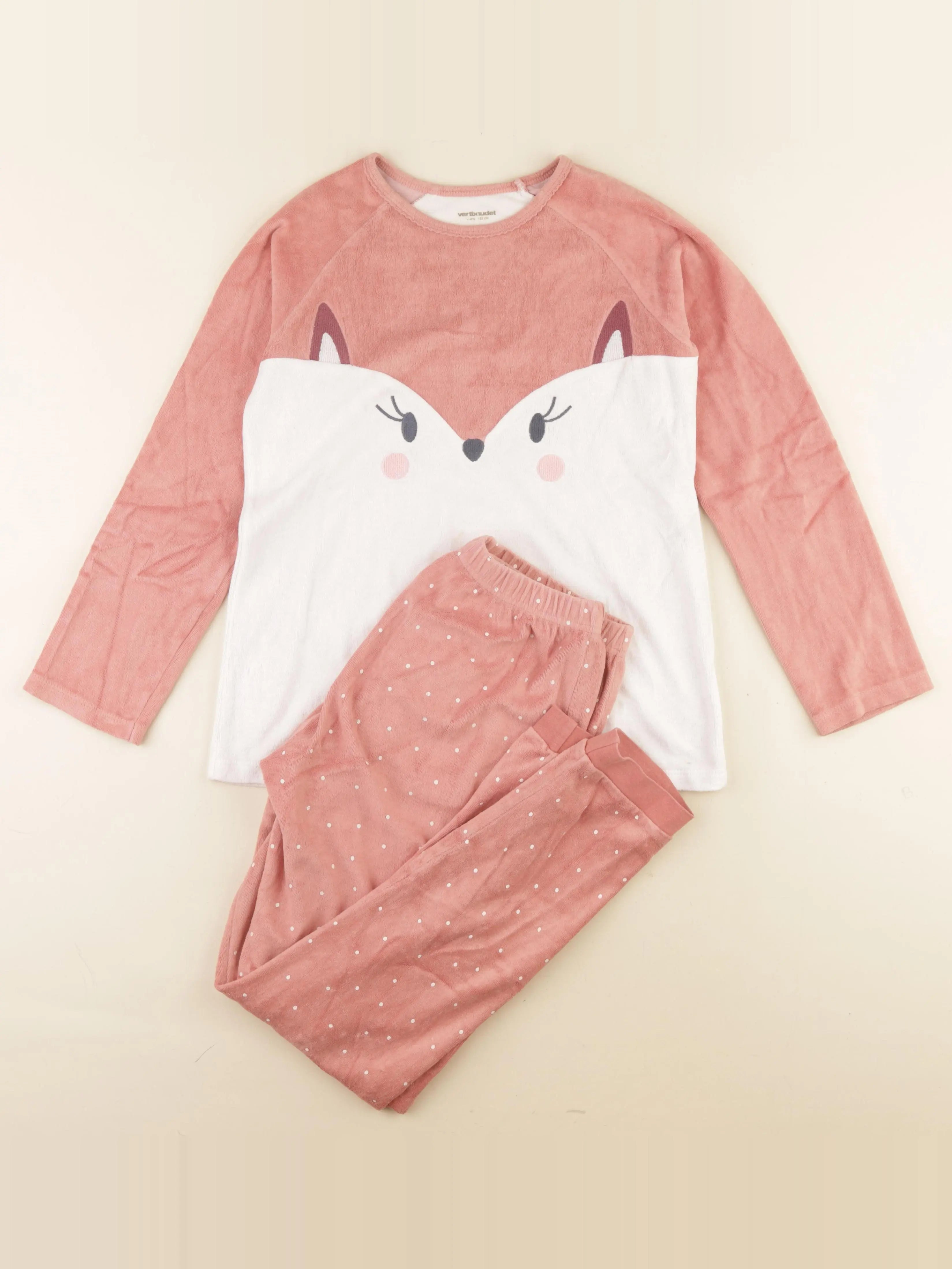 Vertbaudet - pyjama velours rose - 2 ans