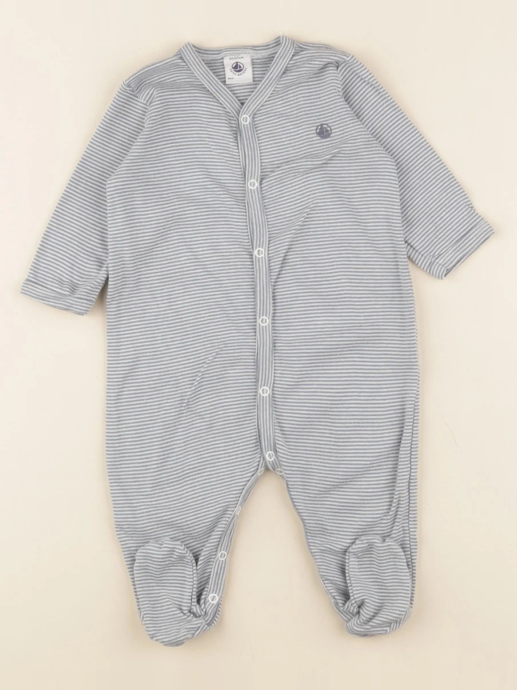 Petit Bateau - pyjama coton bleu - 6 mois