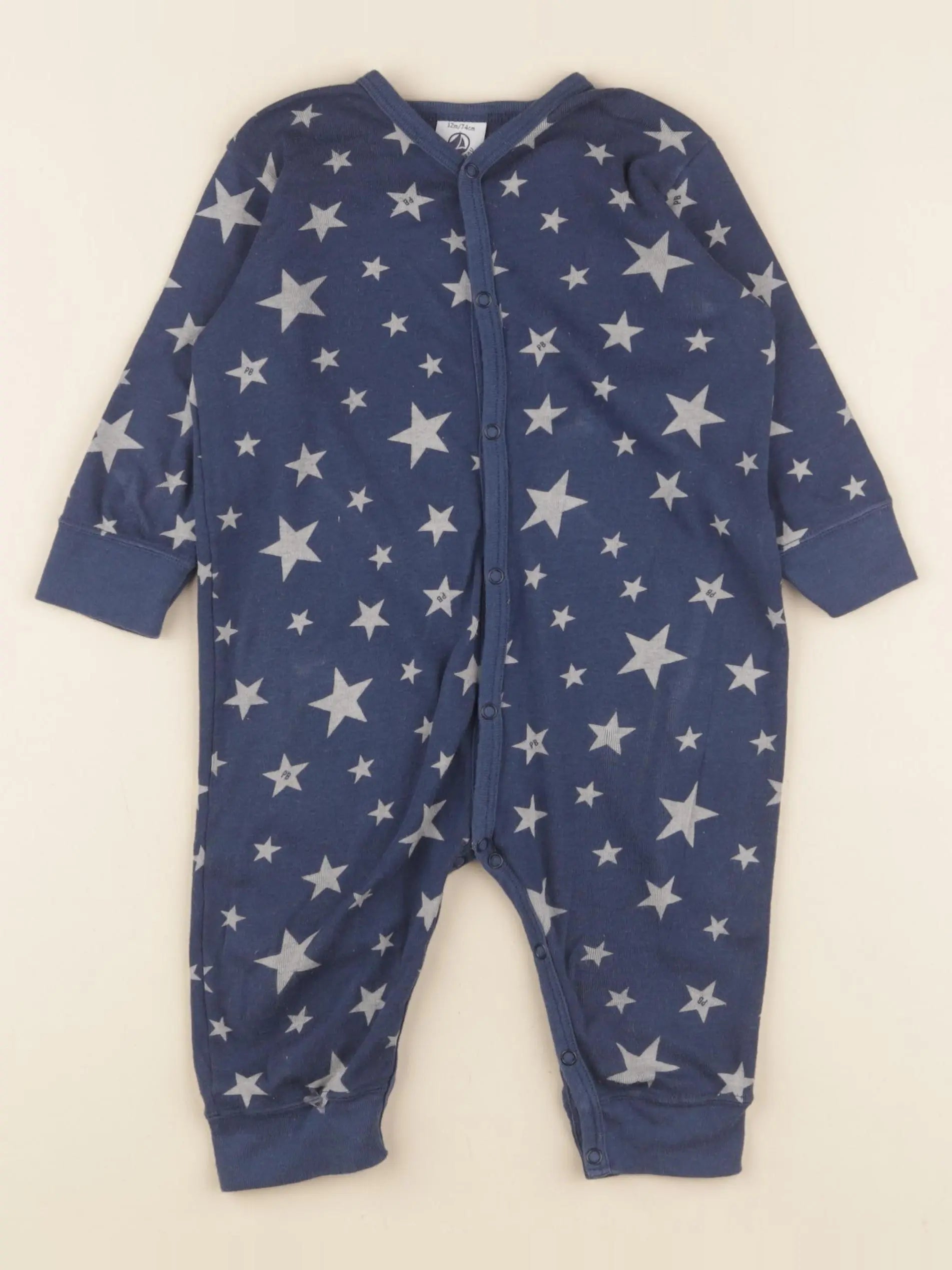 Petit Bateau - pyjama coton bleu - 12 mois