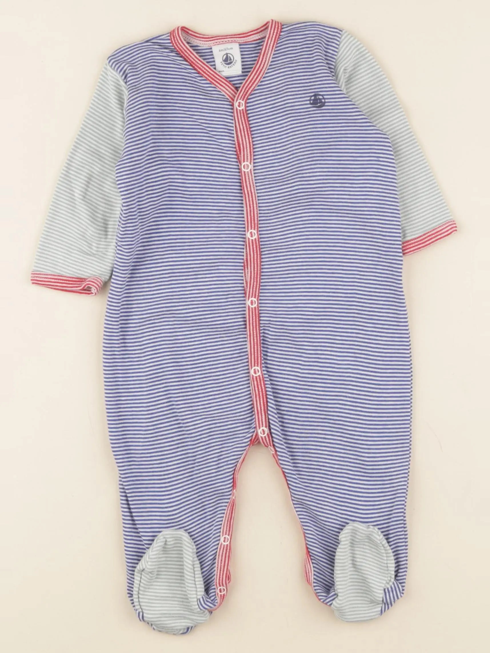 Petit Bateau - pyjama coton bleu - 6 mois