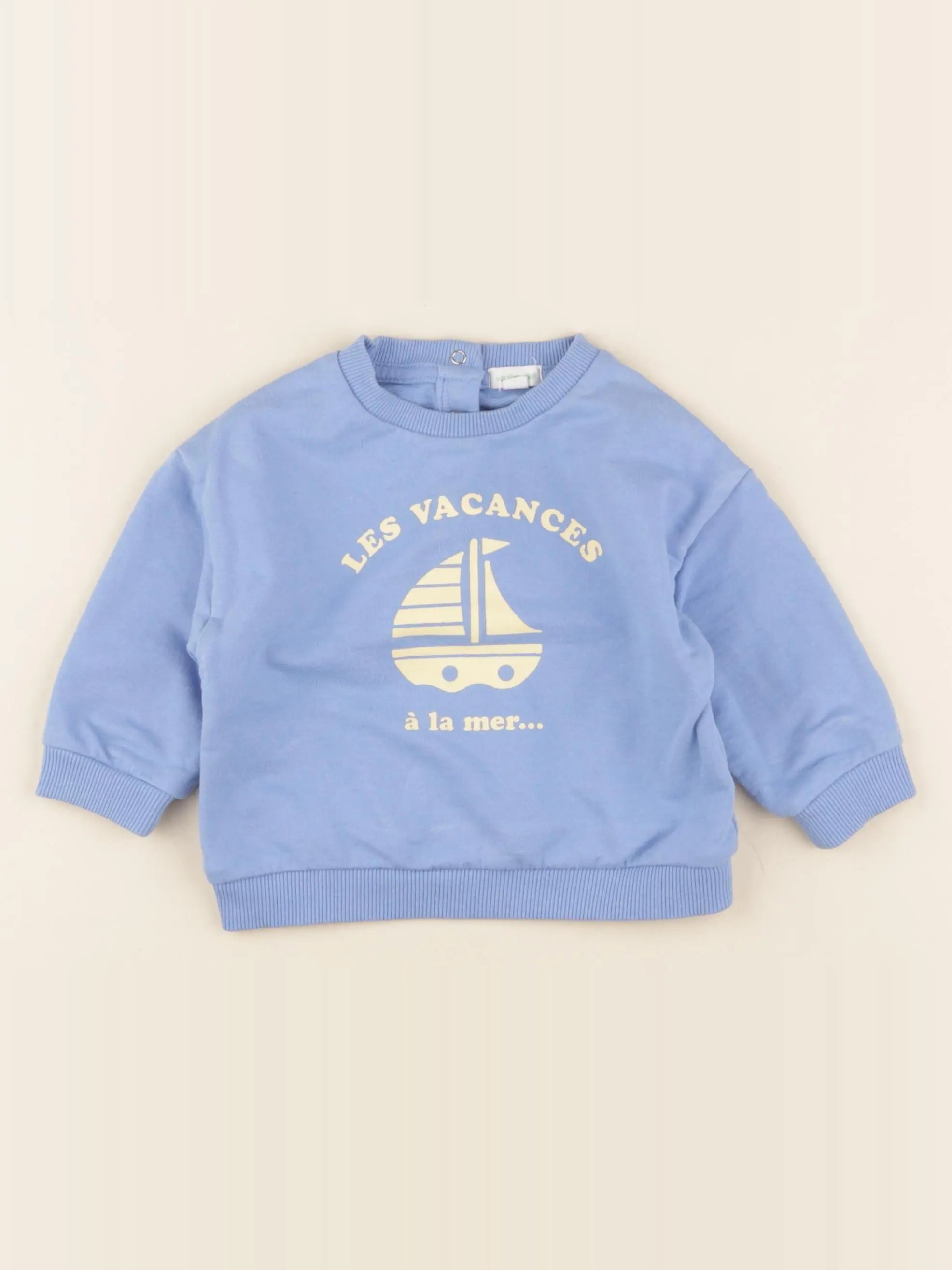 Vertbaudet - sweat bleu - 12 mois