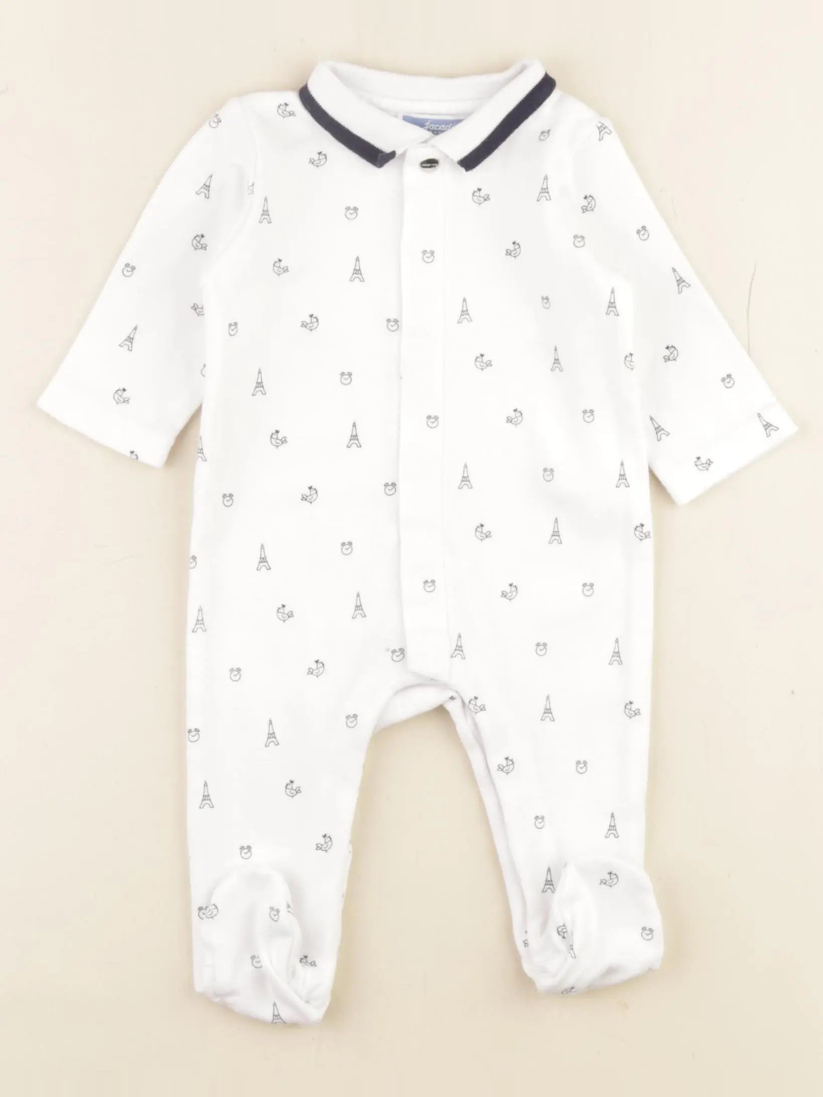 Jacadi - pyjama coton blanc, bleu - 3 mois
