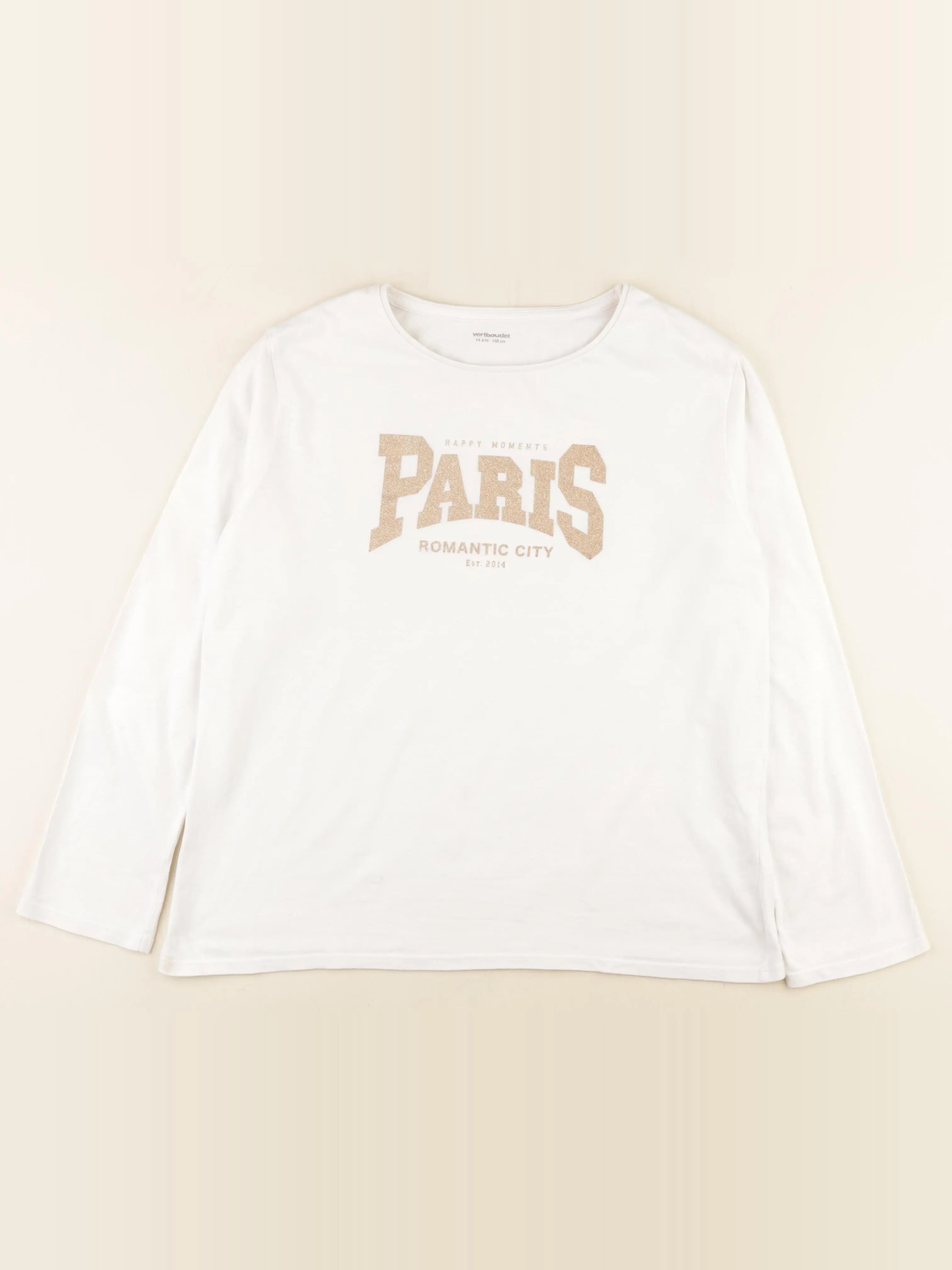 Vertbaudet - tee-shirt blanc, or - 14 ans