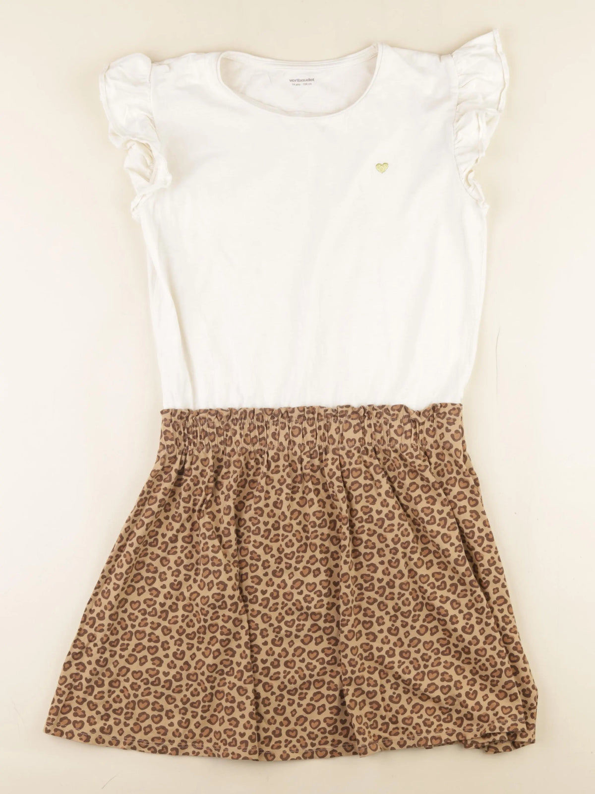 Vertbaudet - robe blanc, marron - 14 ans