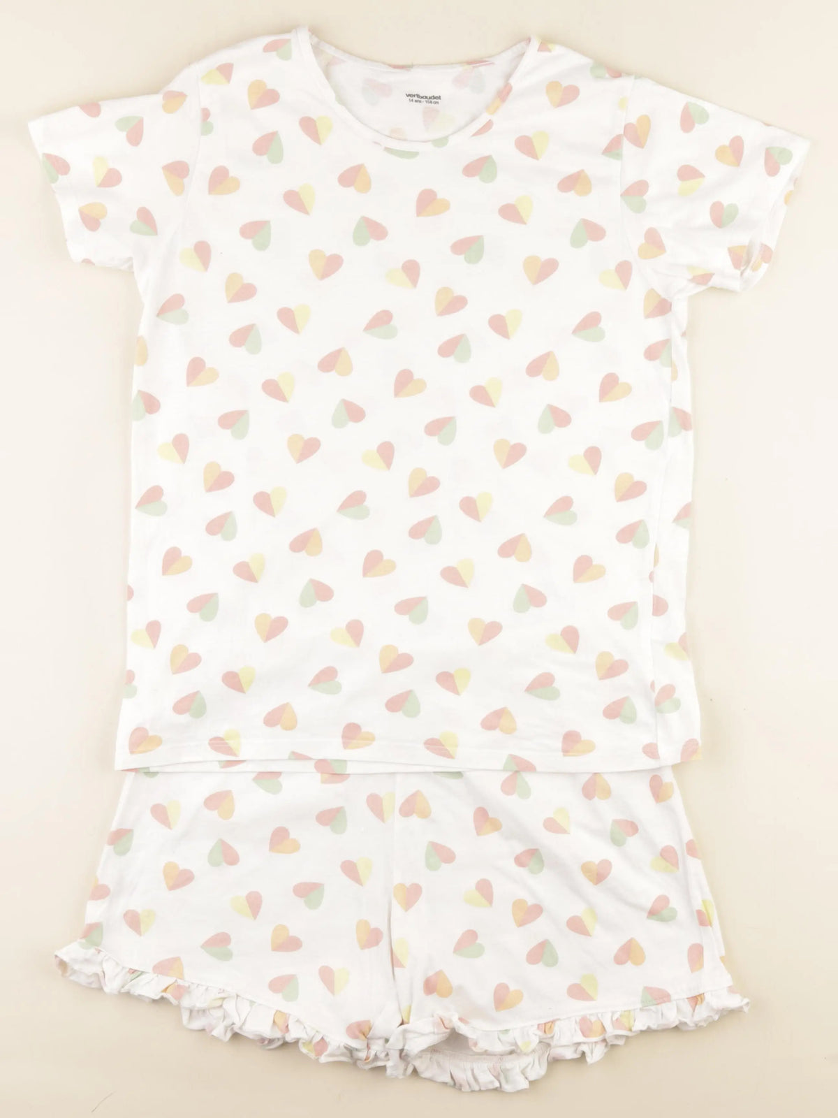 Vertbaudet - pyjama coton blanc, rose - 14 ans