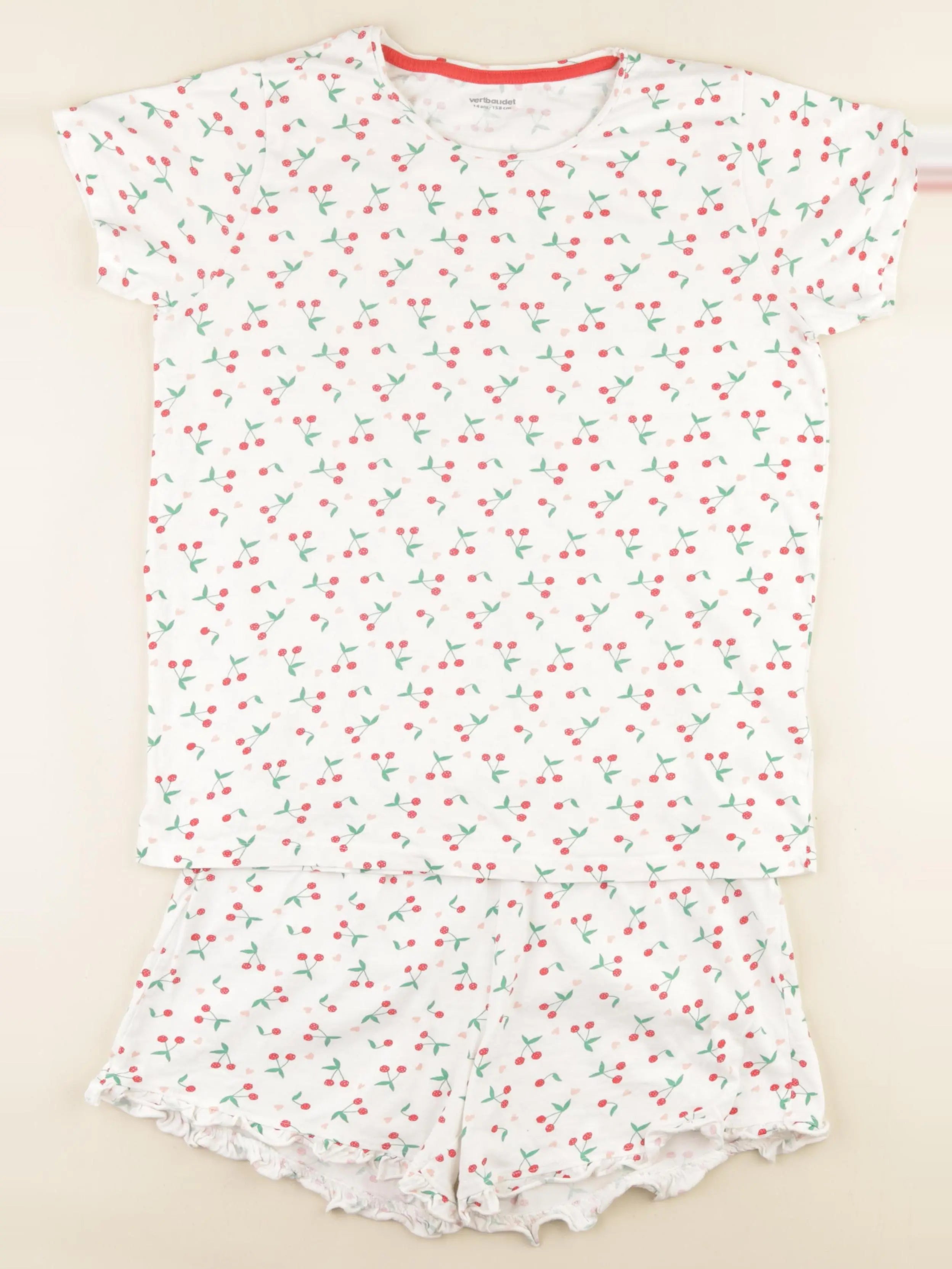 Vertbaudet - pyjama coton blanc, rouge - 14 ans