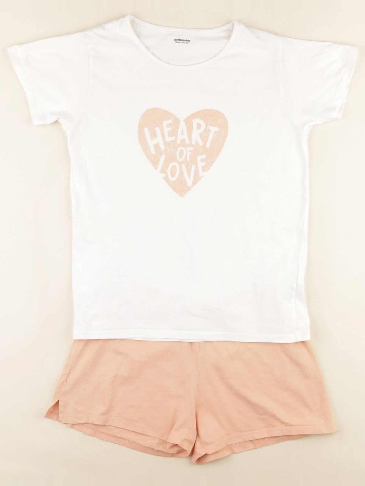 Vertbaudet - pyjama coton blanc, orange - 14 ans