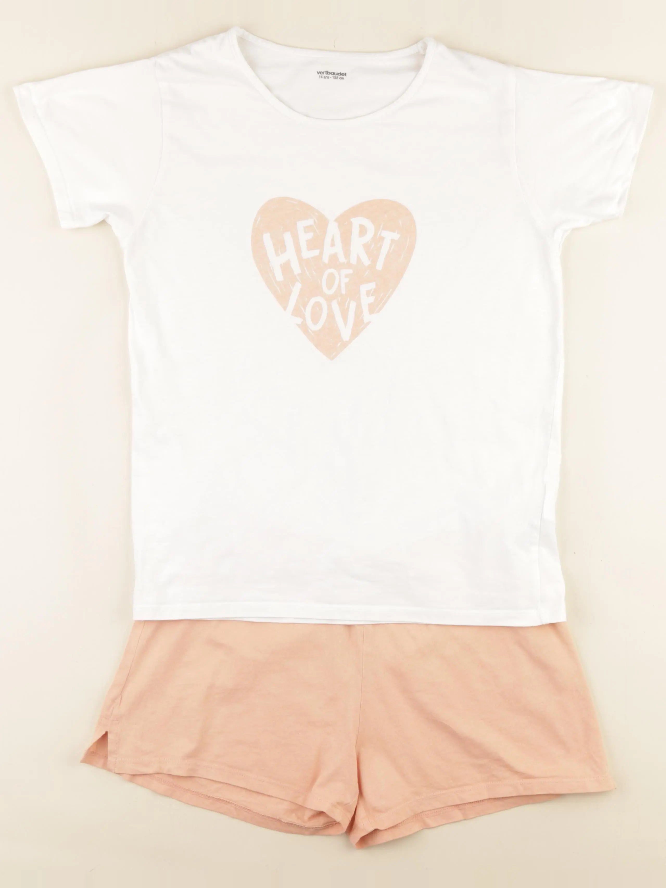 Vertbaudet - pyjama coton blanc, orange - 14 ans