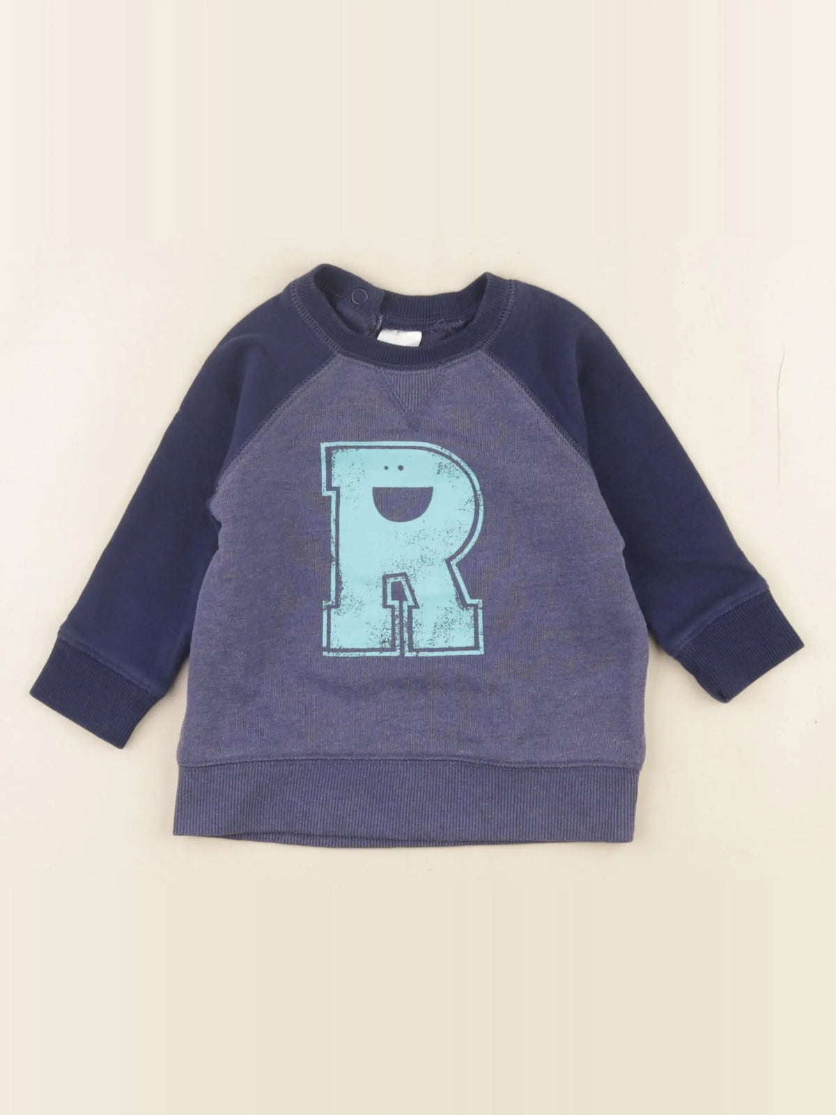H&M - sweat bleu - 6/9 mois