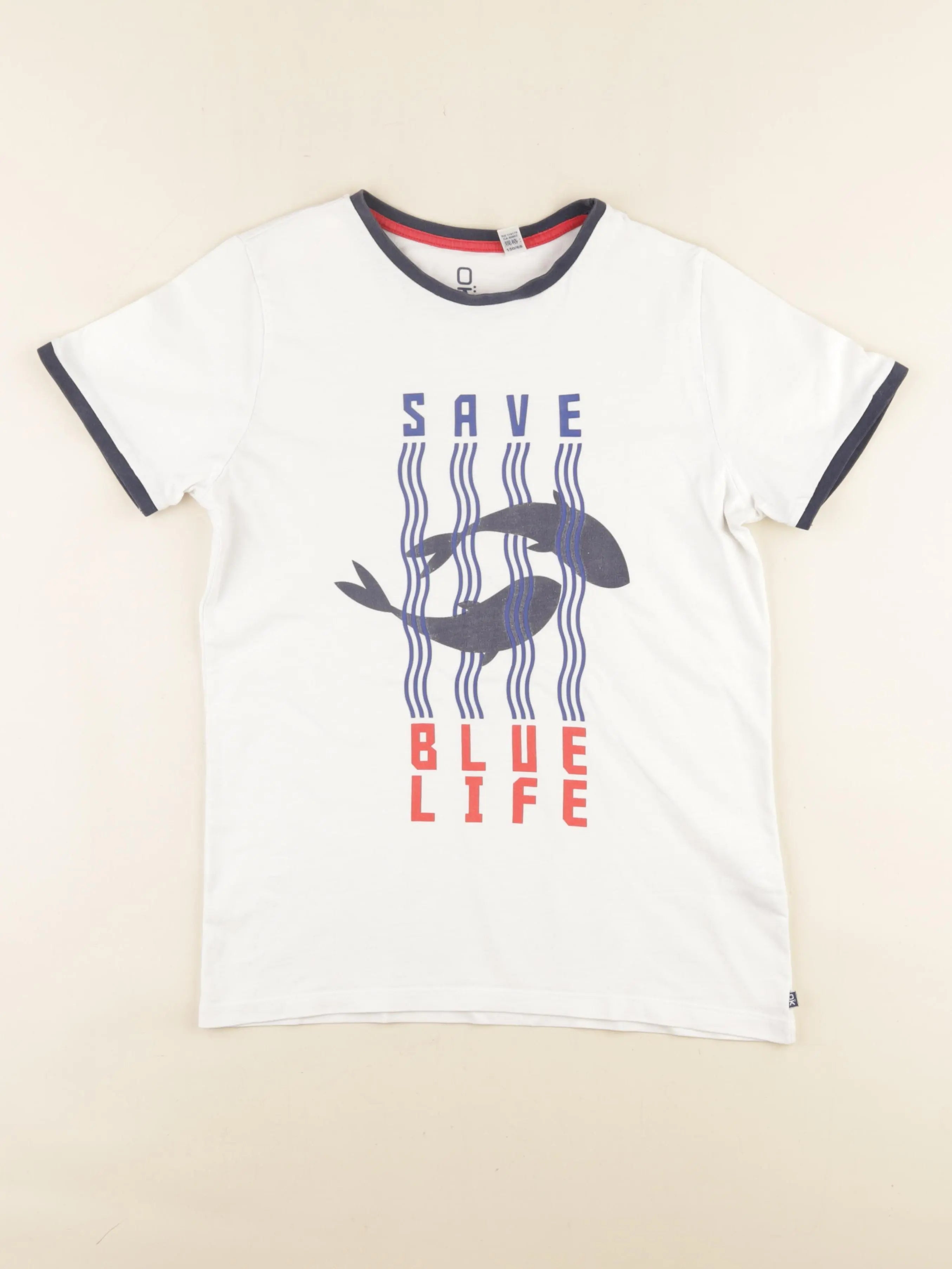 Okaidi - tee-shirt blanc, bleu - 12 ans