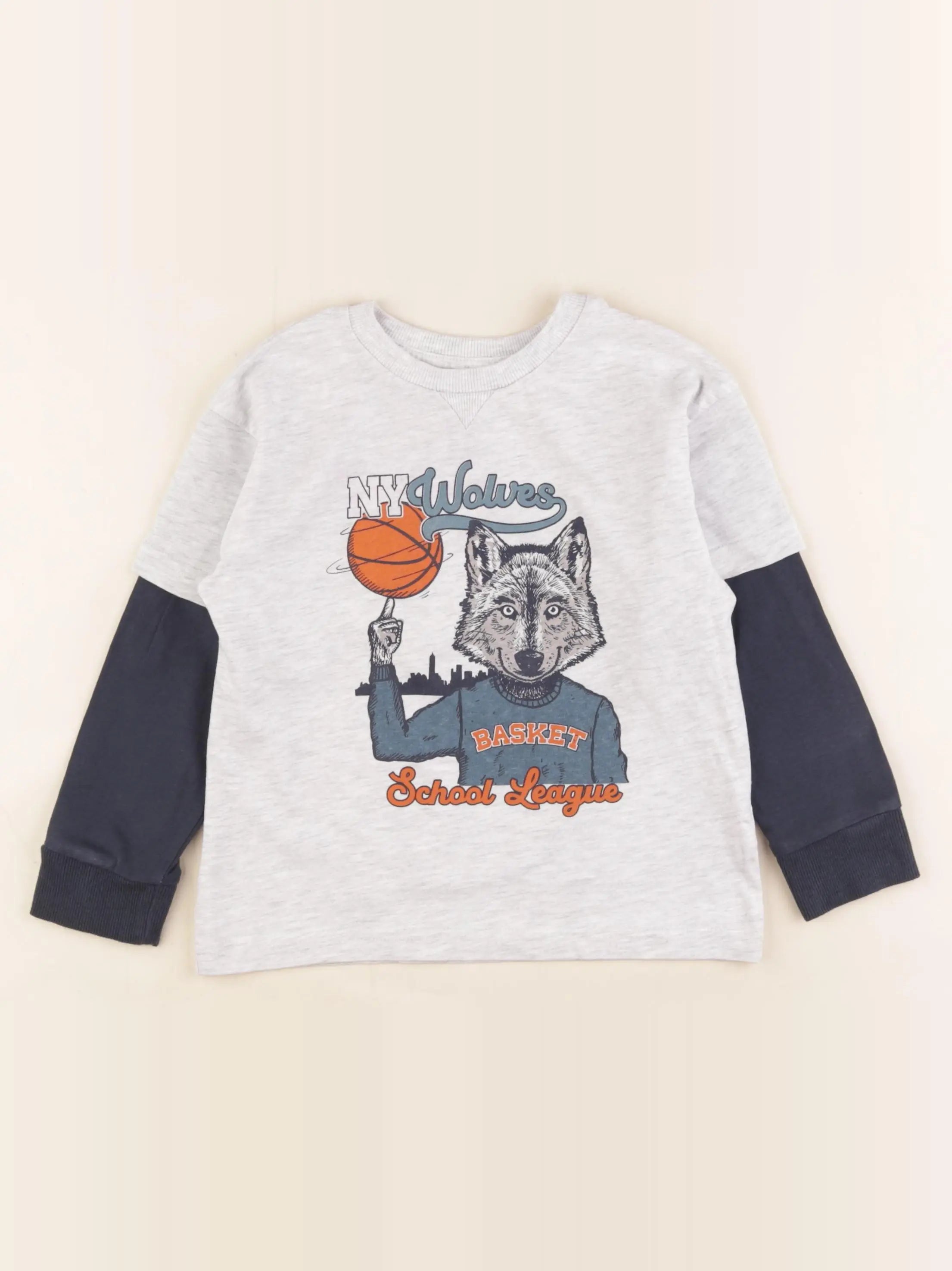 Vertbaudet - tee-shirt gris - 5 ans